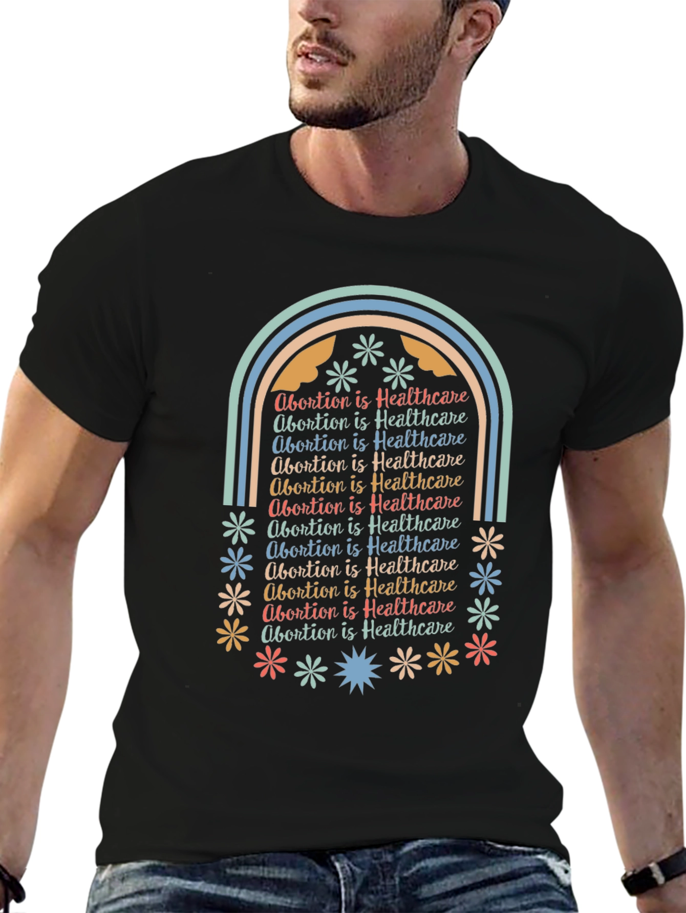 Abortion is Healthcare Rainbow Tee