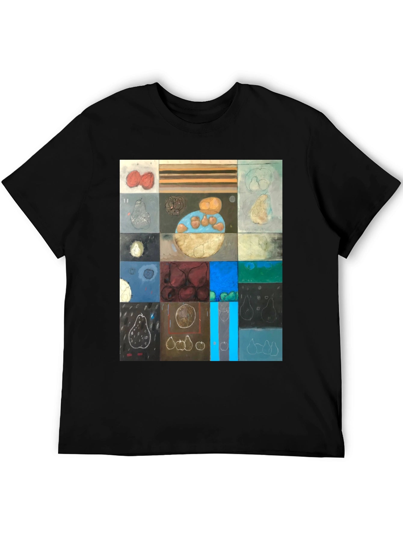 Abstract Fruit Collage T-Shirt - Modern Art Tee
