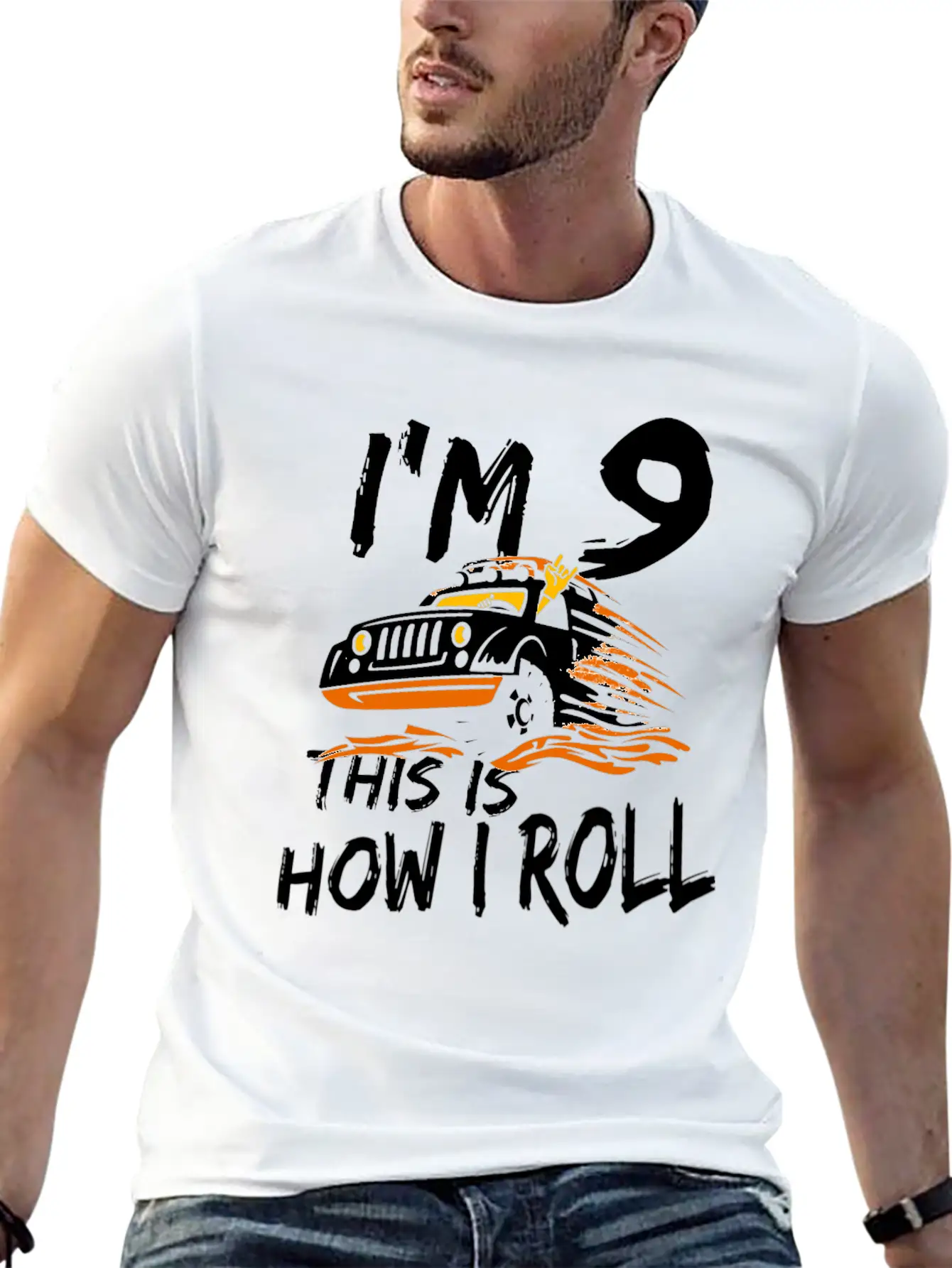 4x4 Monster Truck I'm 9 This Is How I Roll Lightweight Cotton T-Shirt – Daily Comfort Graphic Shirt