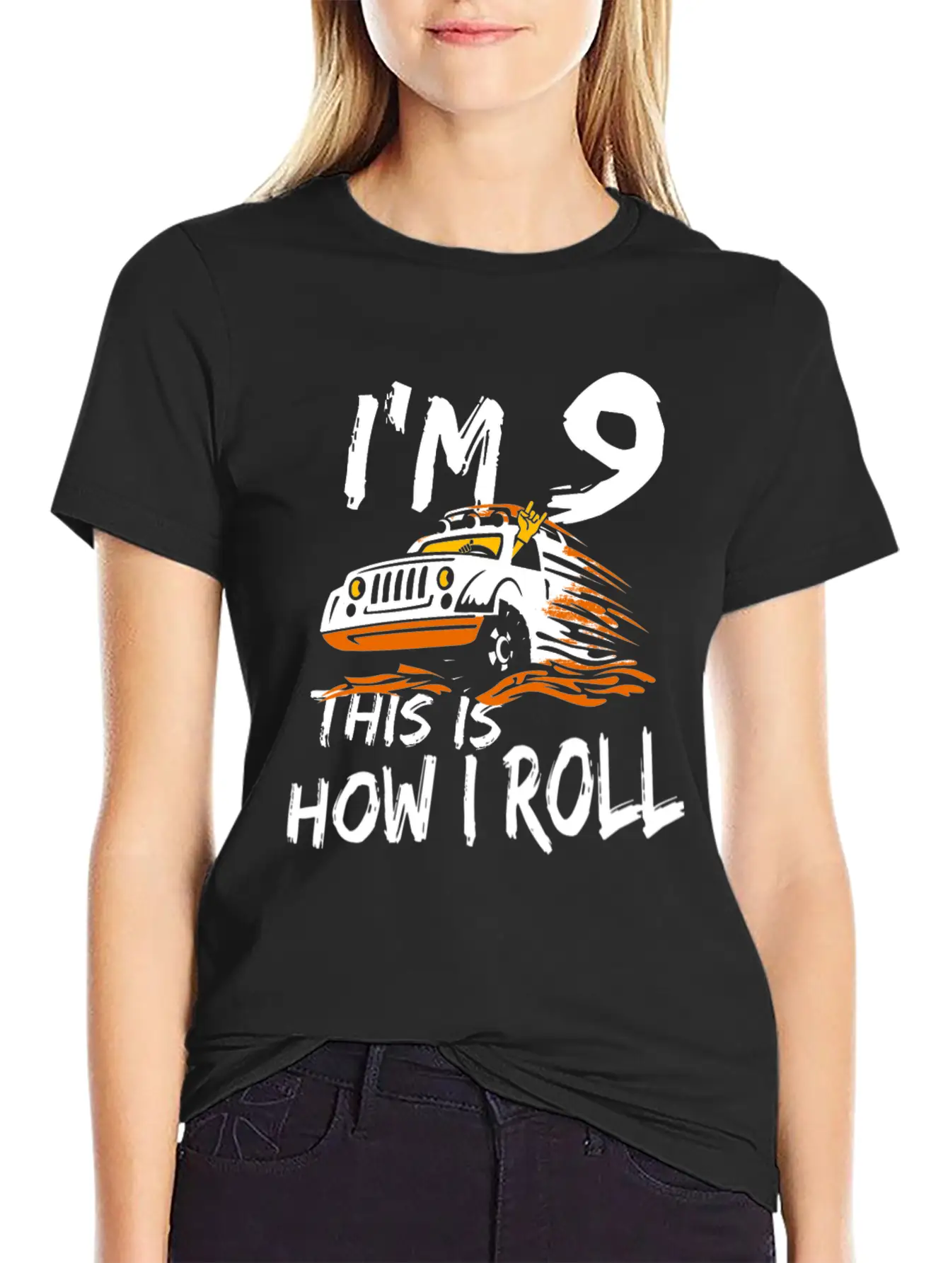4x4 Monster Truck I'm 9 This Is How I Roll Lightweight Cotton T-Shirt – Daily Comfort Graphic Shirt