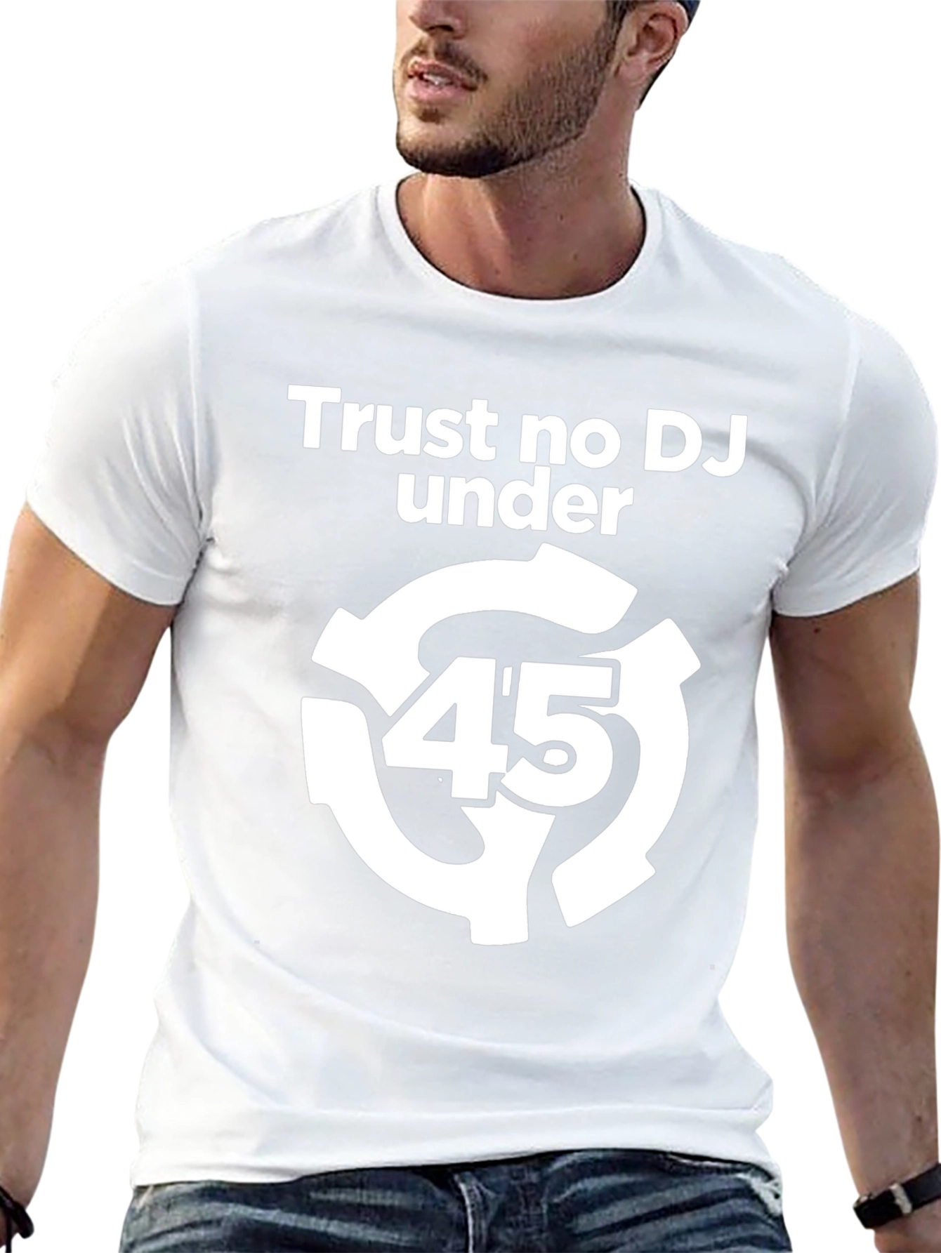 Trust No DJ Under 45 Black Graphic Tee