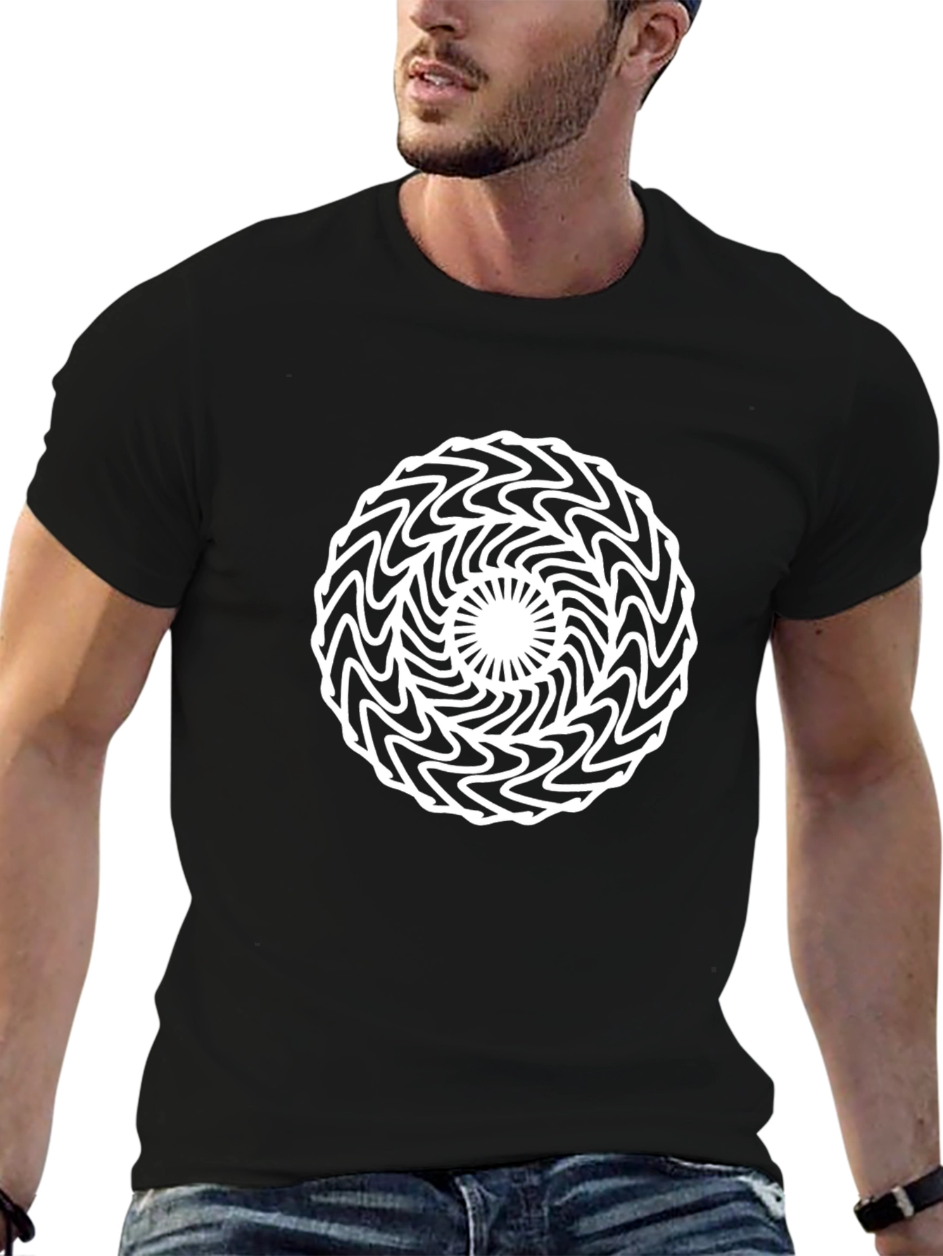 Abstract Optical Illusion Graphic Tee - Black