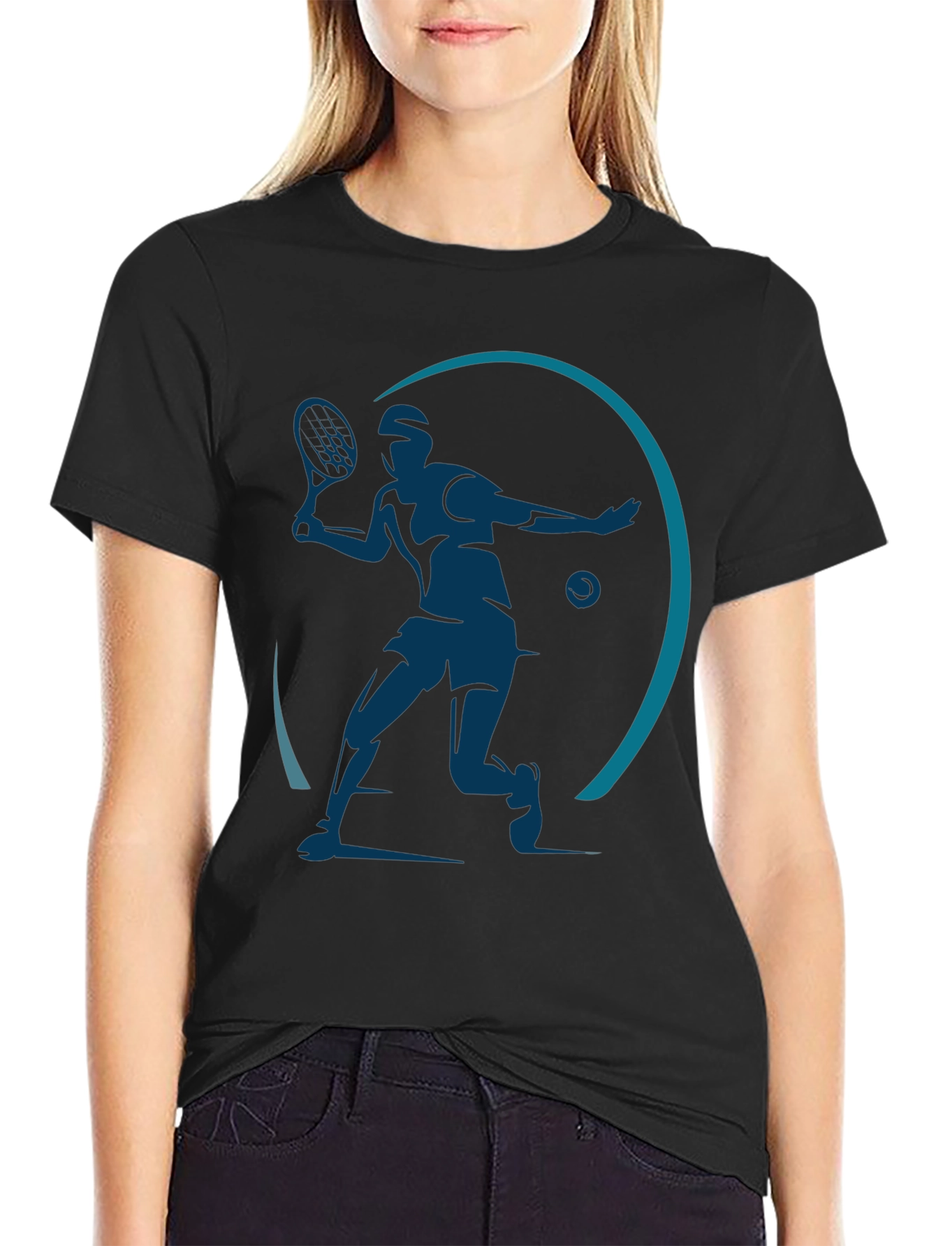 Tennis Player Graphic Black T-Shirt