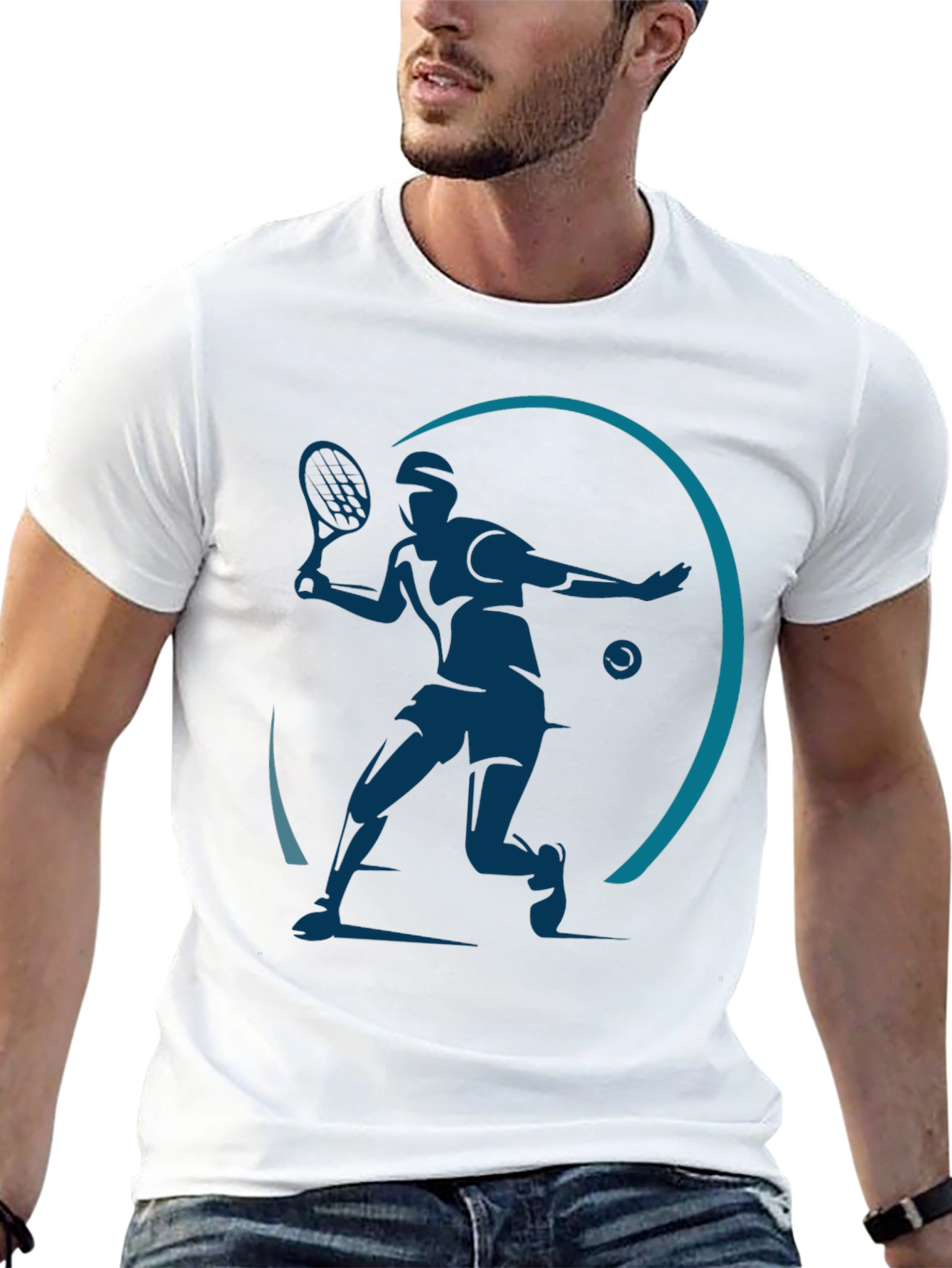 Tennis Player Graphic Black T-Shirt