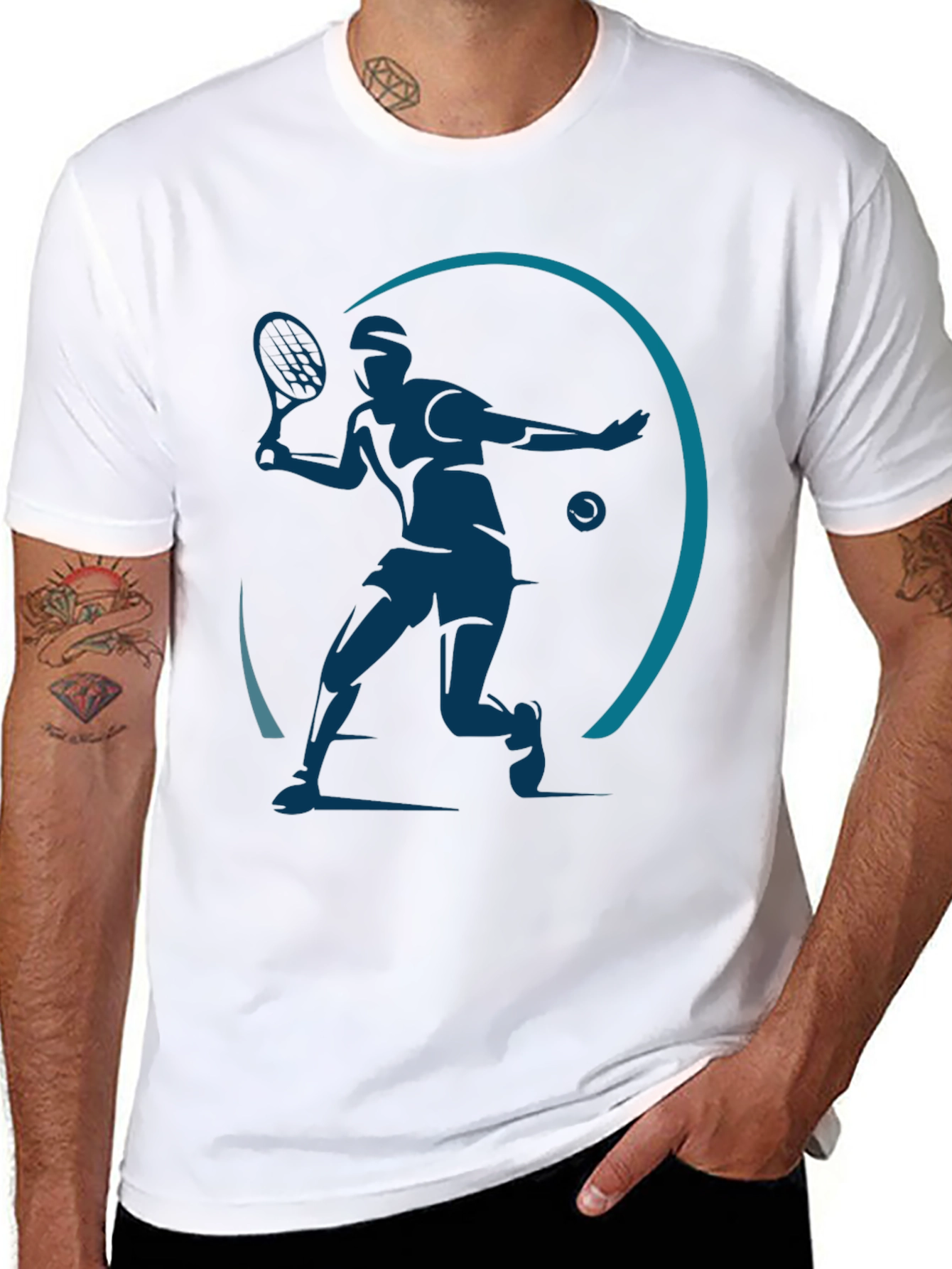 Tennis Player Graphic Black T-Shirt