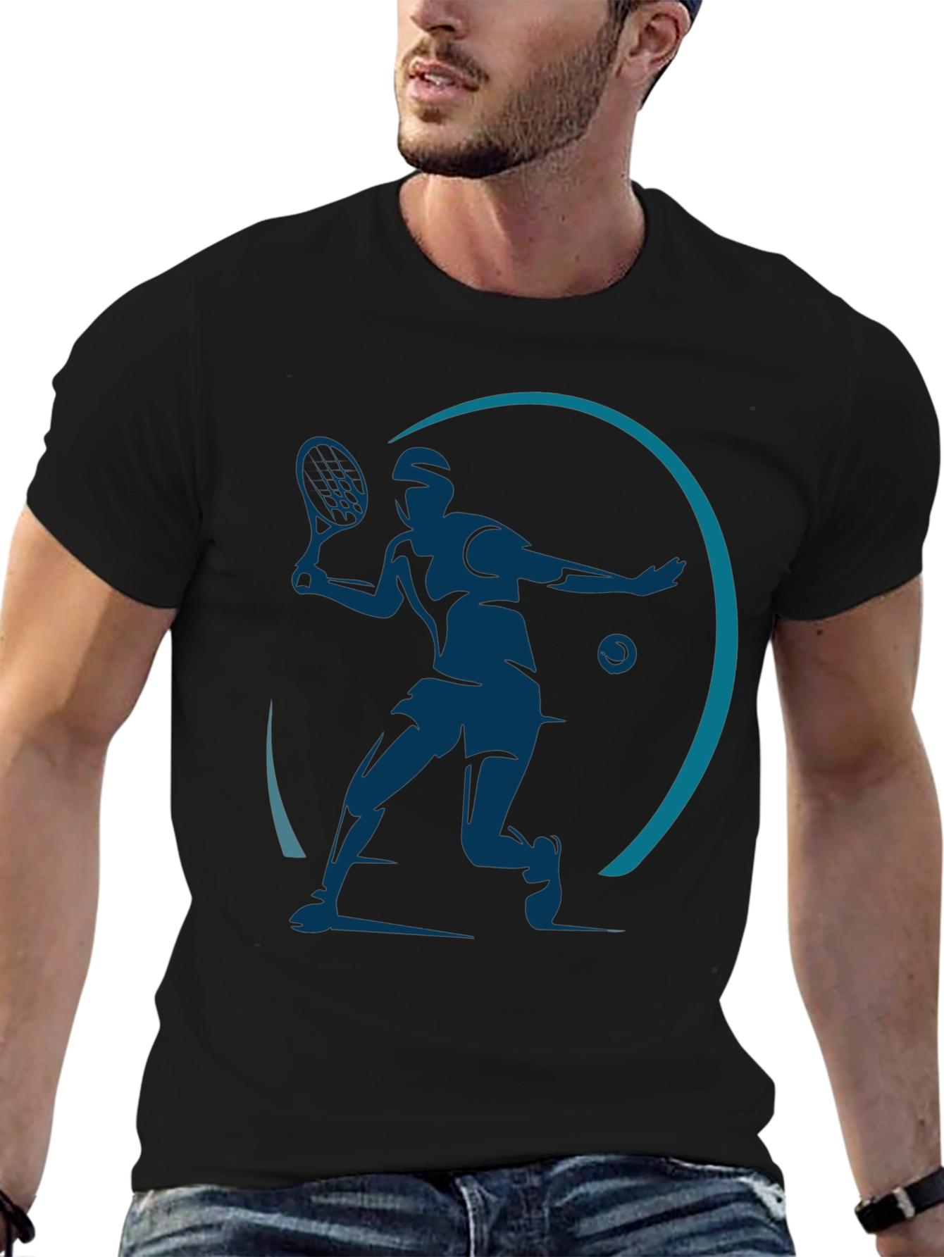Tennis Player Graphic Black T-Shirt