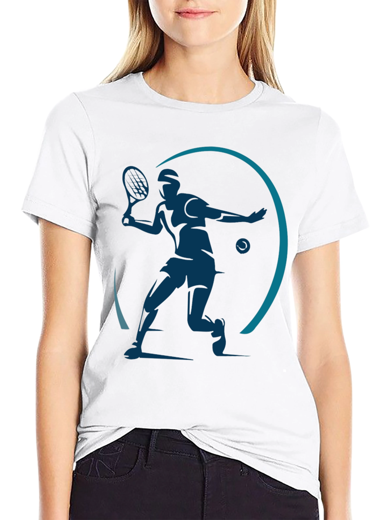 Tennis Player Graphic Black T-Shirt