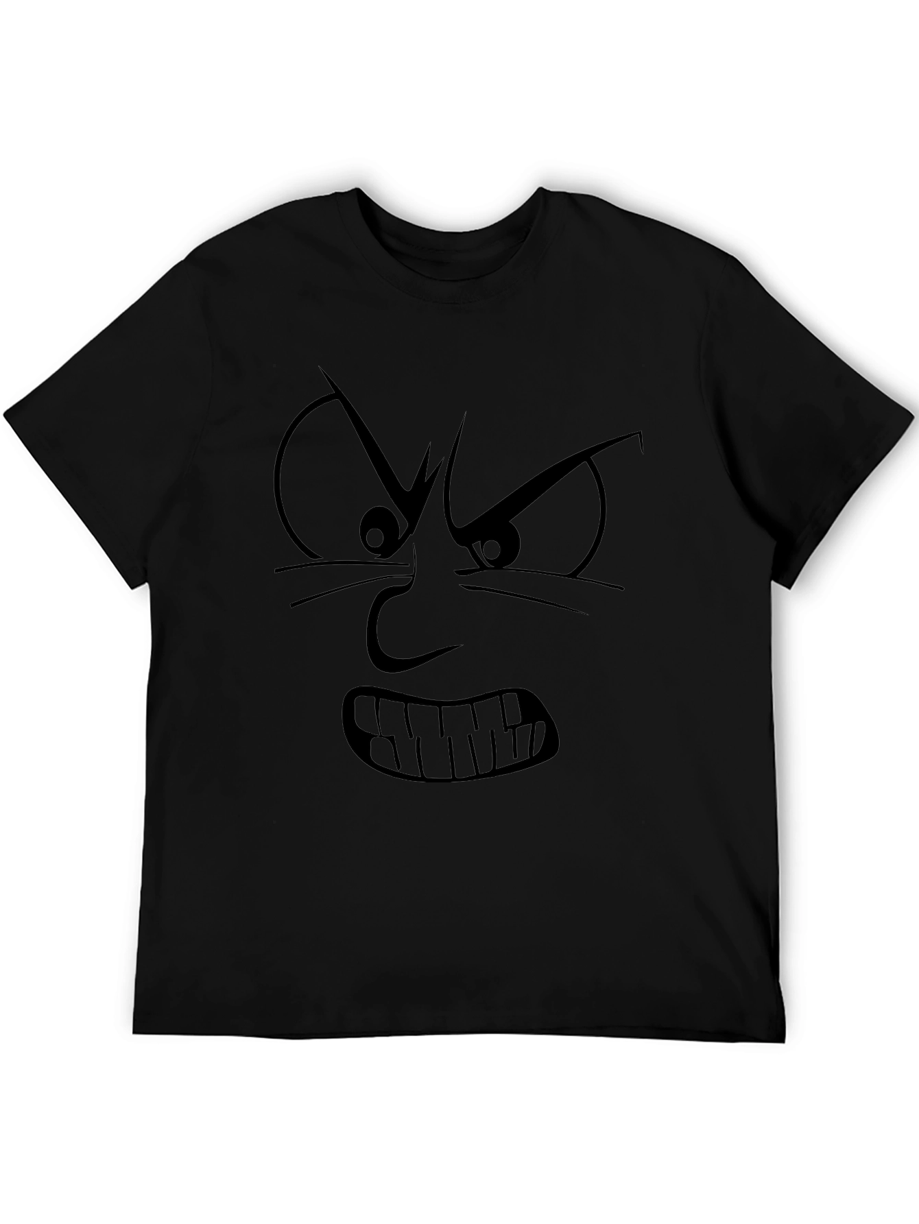 Angry Face Graphic Print Black T-Shirt