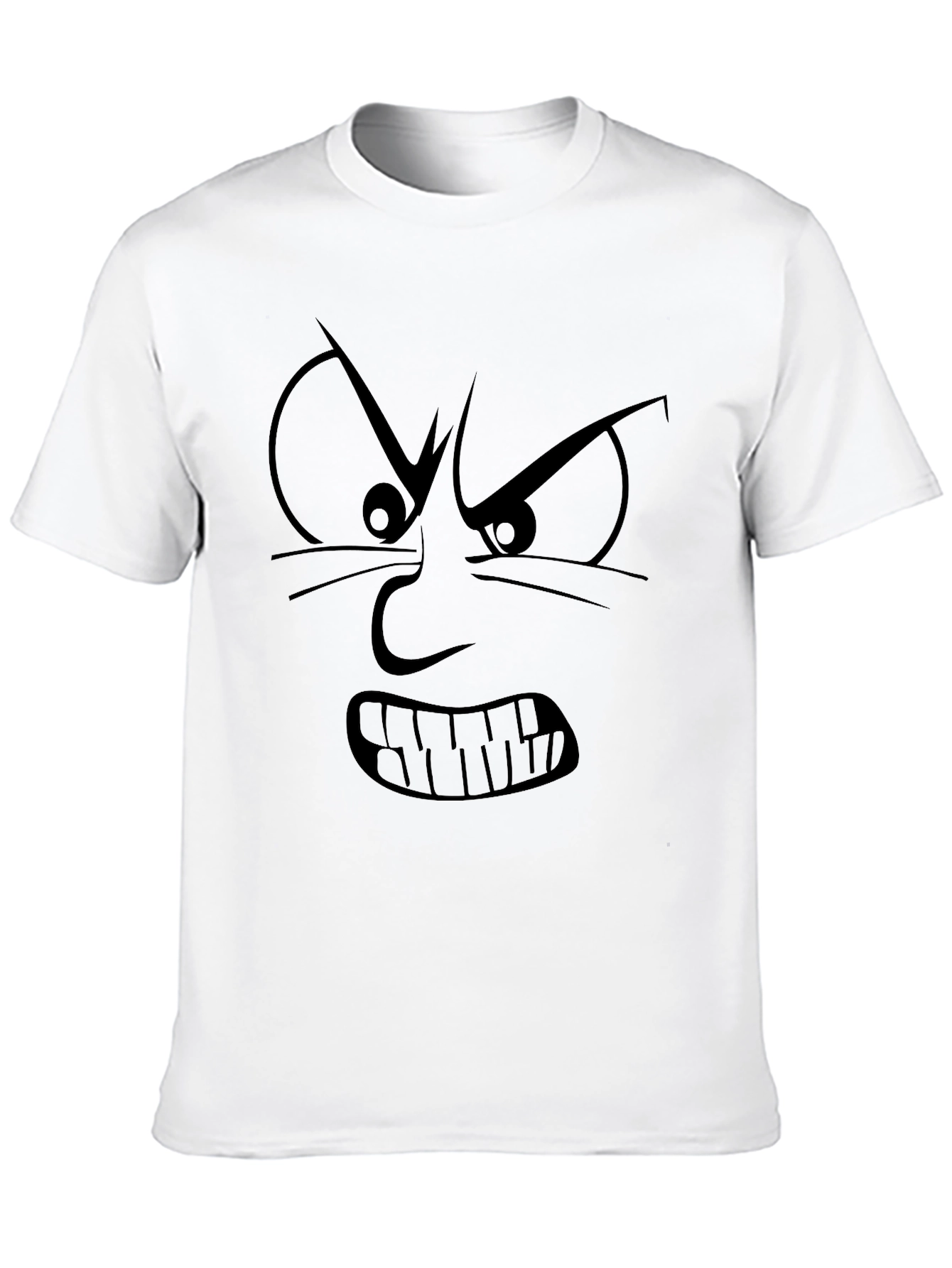 Angry Face Graphic Print Black T-Shirt