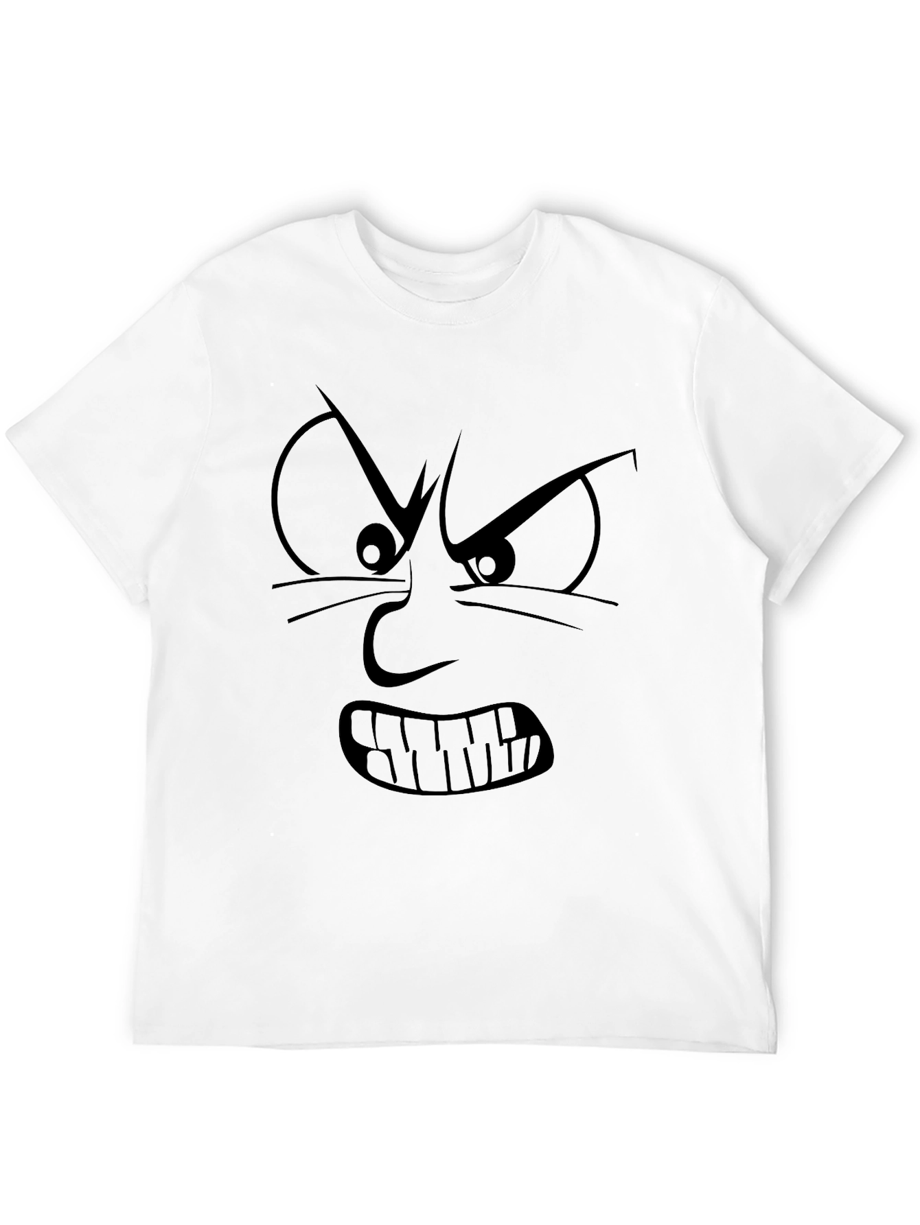 Angry Face Graphic Print Black T-Shirt