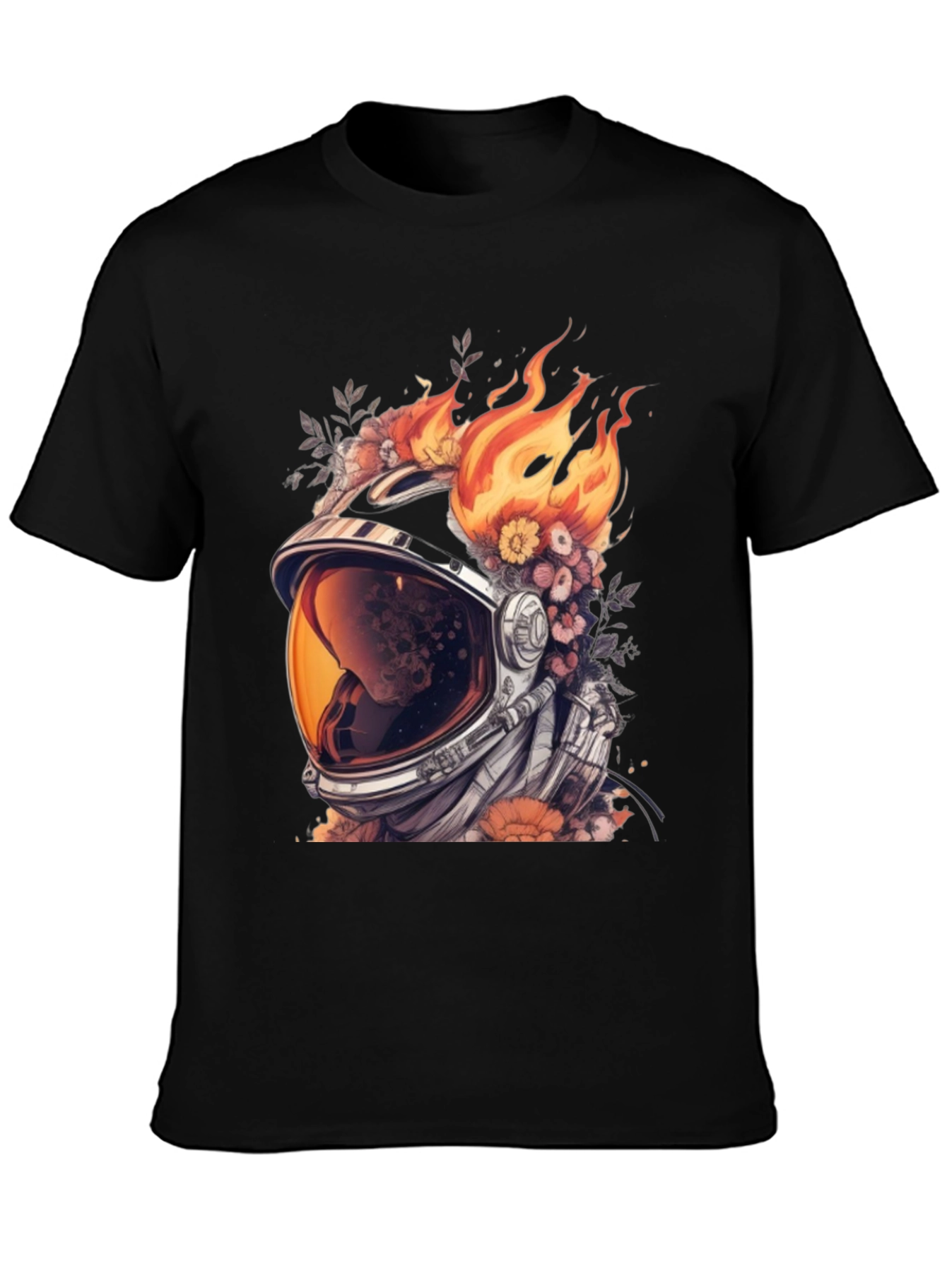 Astronaut Helmet with Flowers T-Shirt