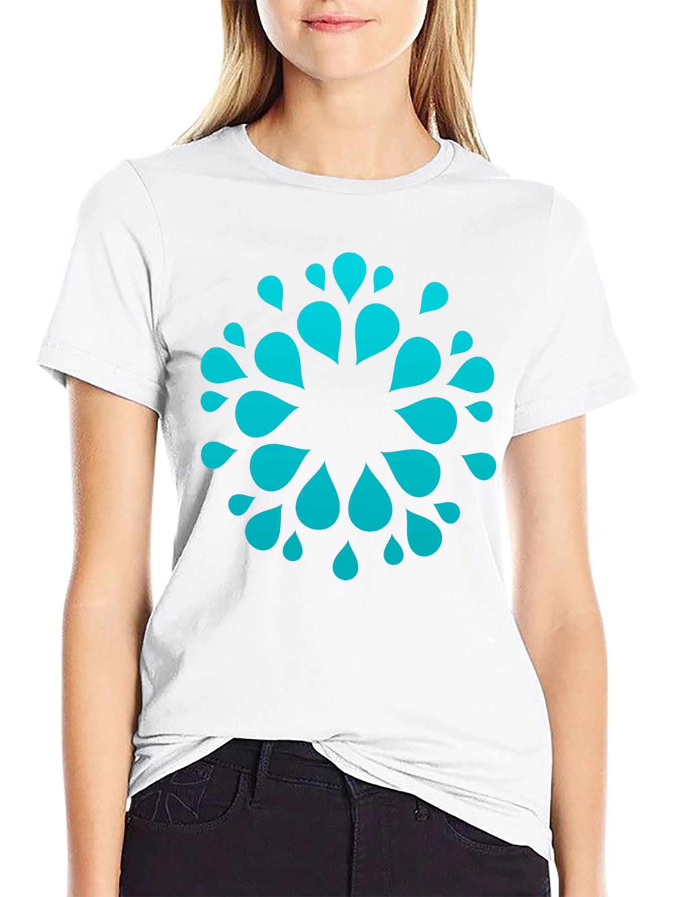 Abstract Waterdrop Graphic Tee - Modern Black T-Shirt