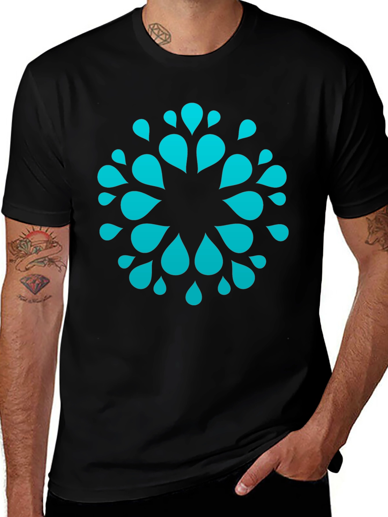 Abstract Waterdrop Graphic Tee - Modern Black T-Shirt