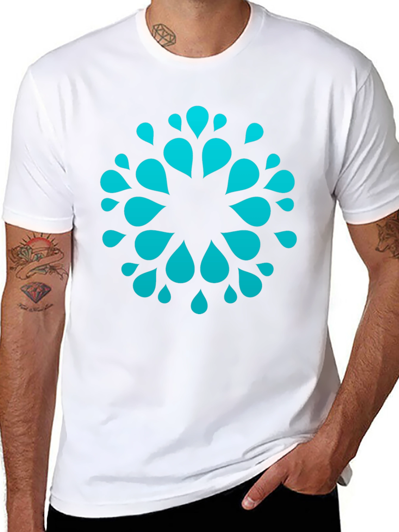 Abstract Waterdrop Graphic Tee - Modern Black T-Shirt