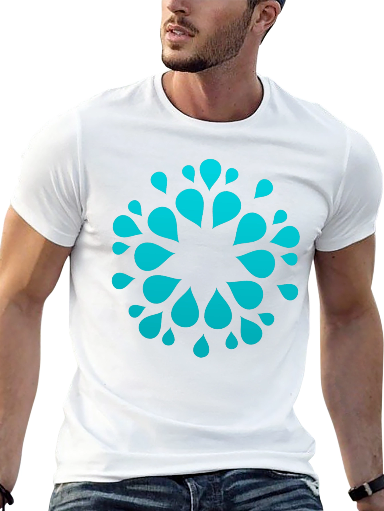 Abstract Waterdrop Graphic Tee - Modern Black T-Shirt