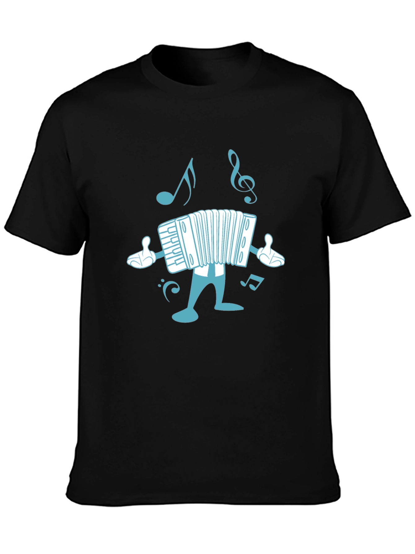 Accordion Cartoon Black T-Shirt