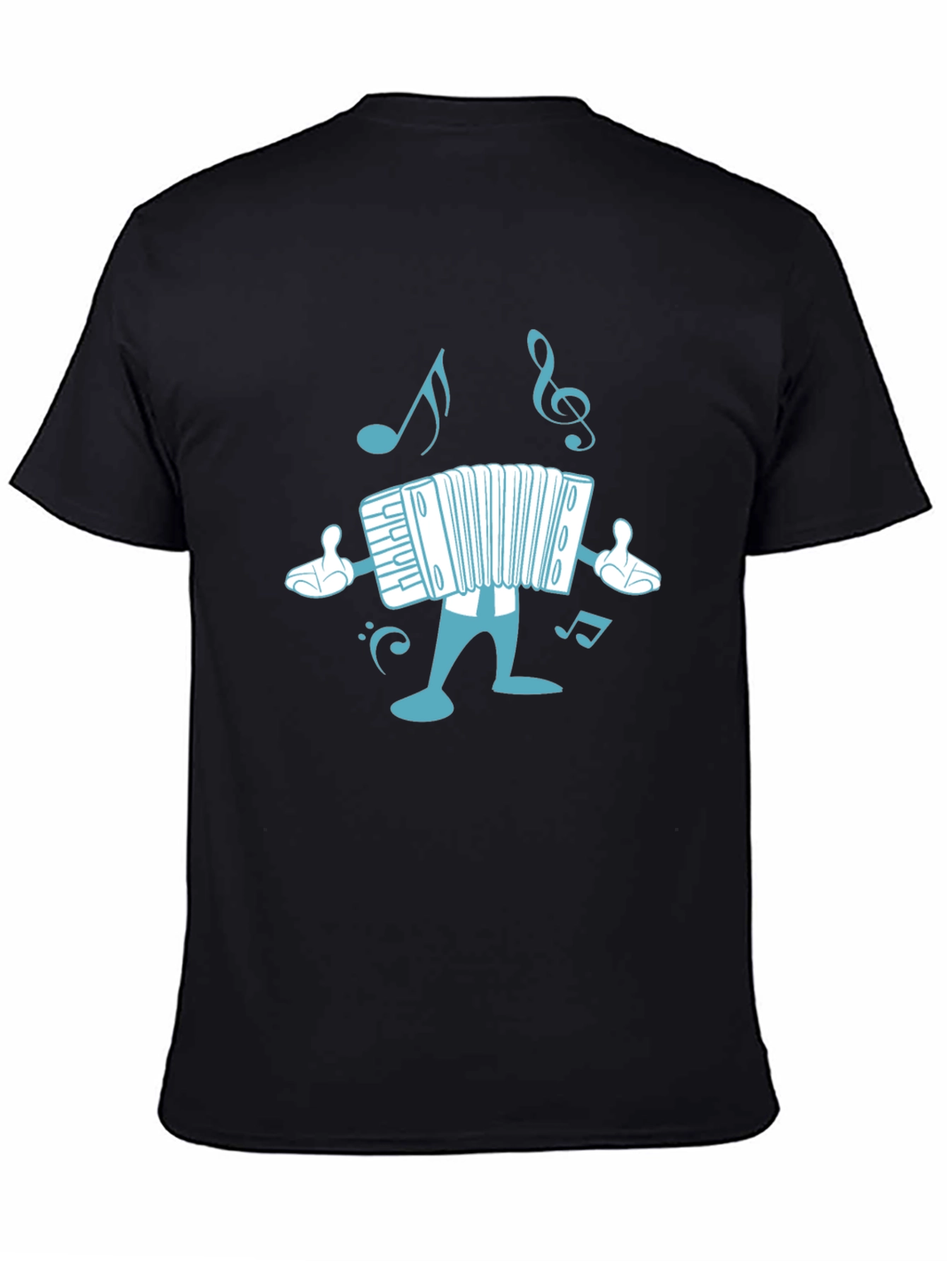 Accordion Cartoon Black T-Shirt