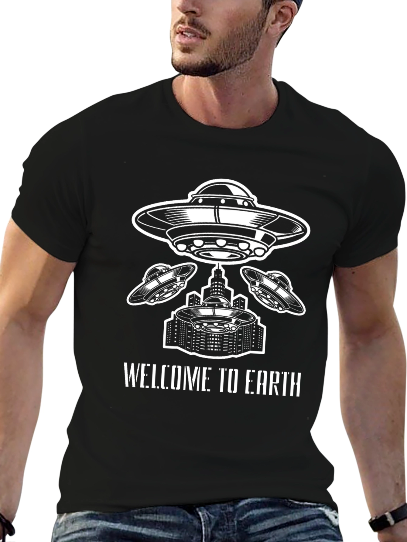 Welcome to Earth UFO Graphic T-Shirt
