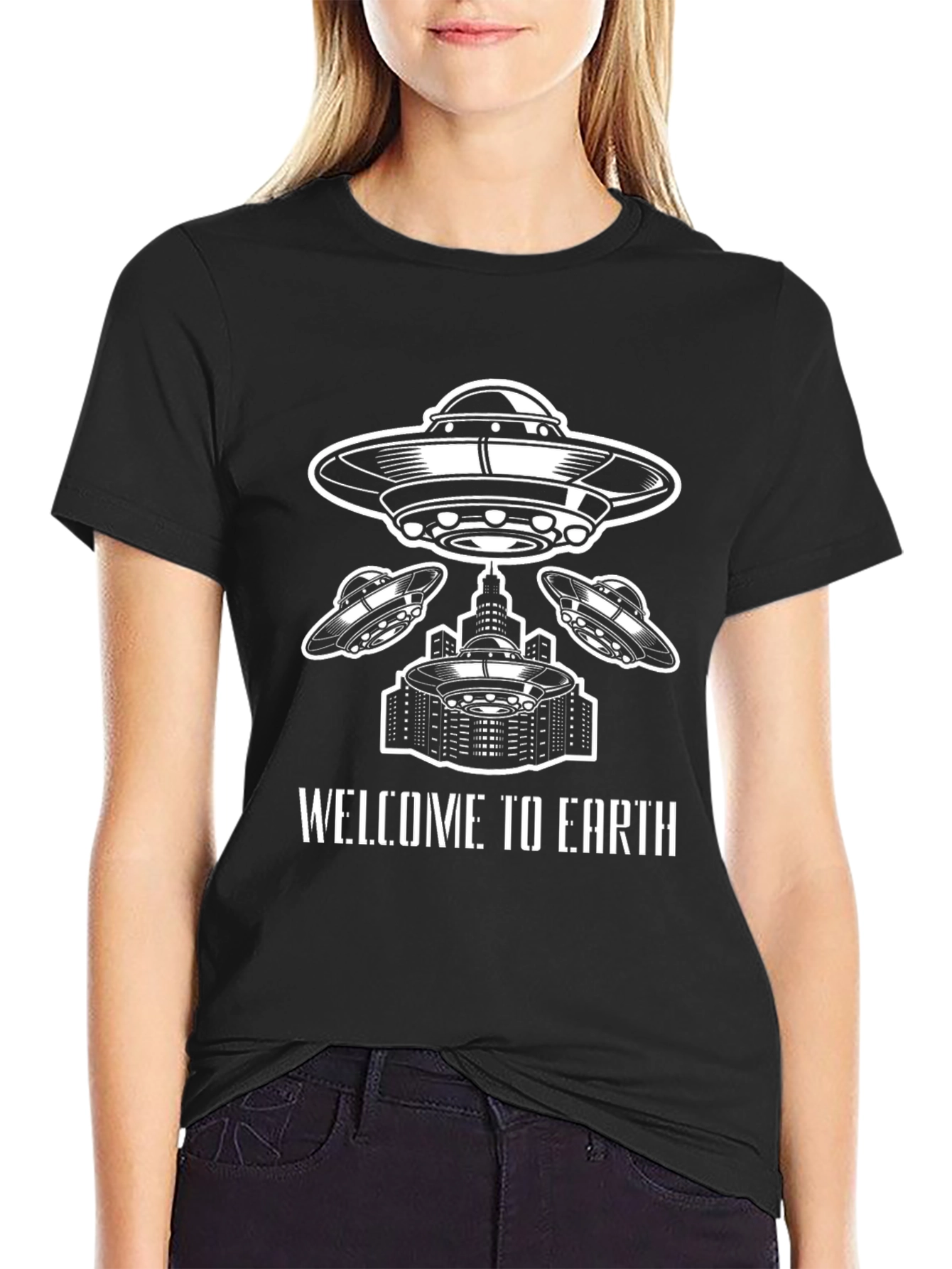 Welcome to Earth UFO Graphic T-Shirt