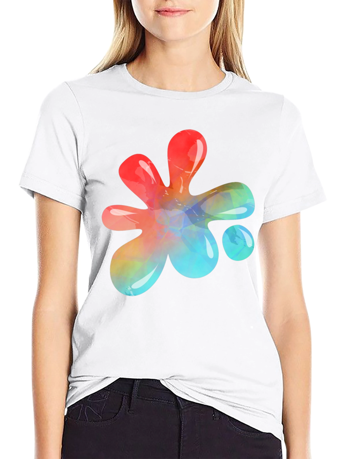 Abstract Paint Splatter Graphic T-Shirt