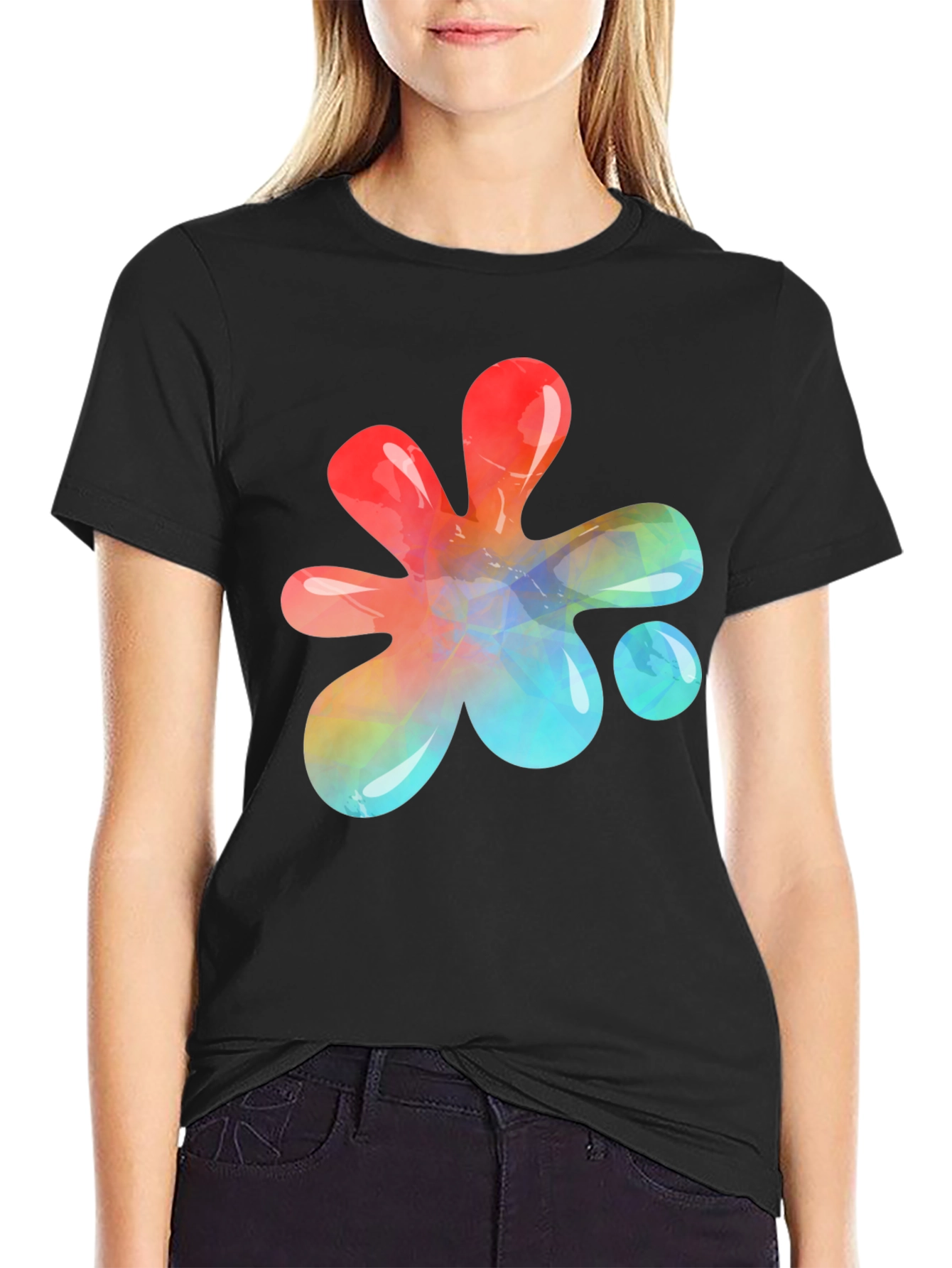 Abstract Paint Splatter Graphic T-Shirt
