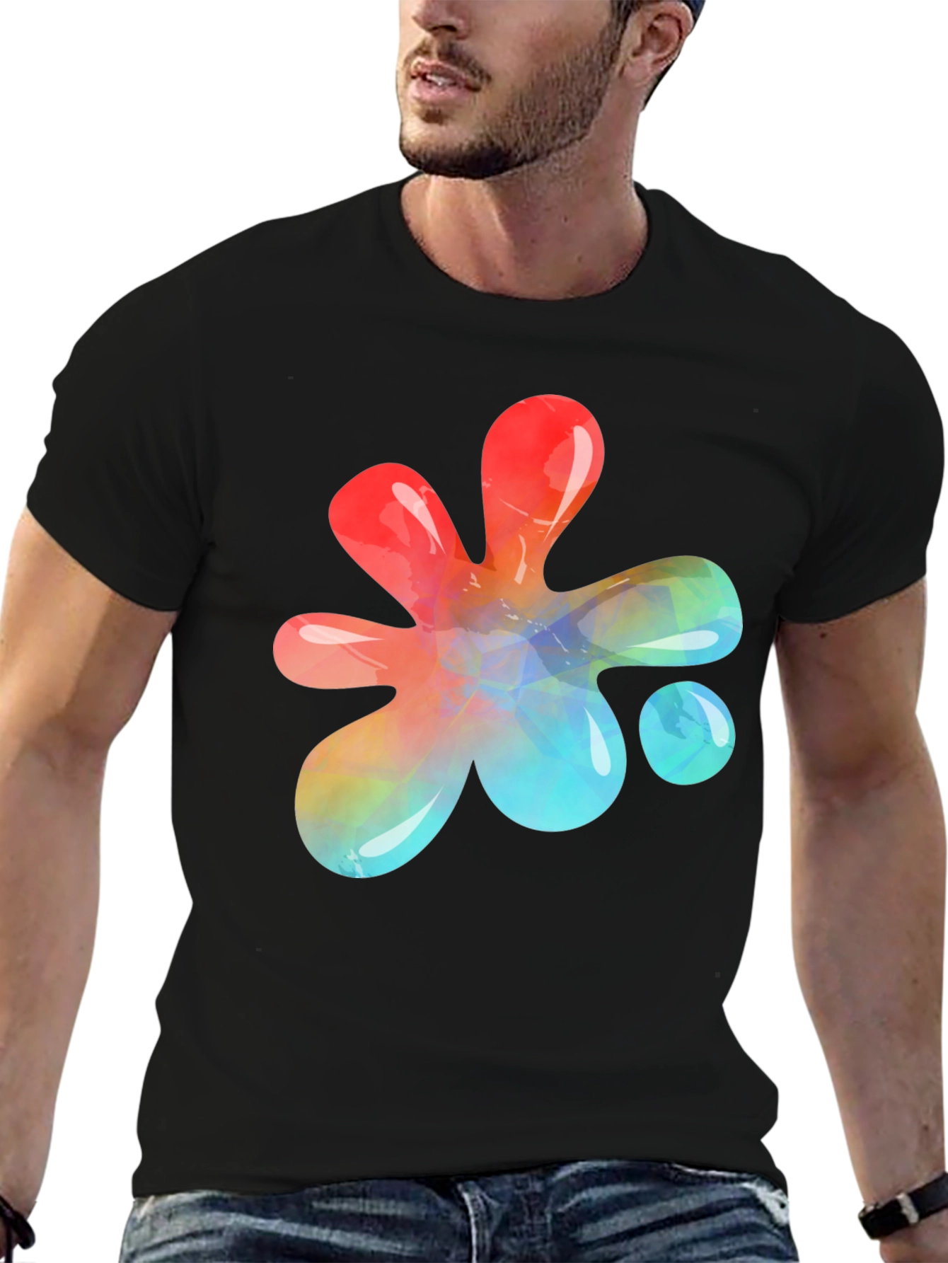 Abstract Paint Splatter Graphic T-Shirt
