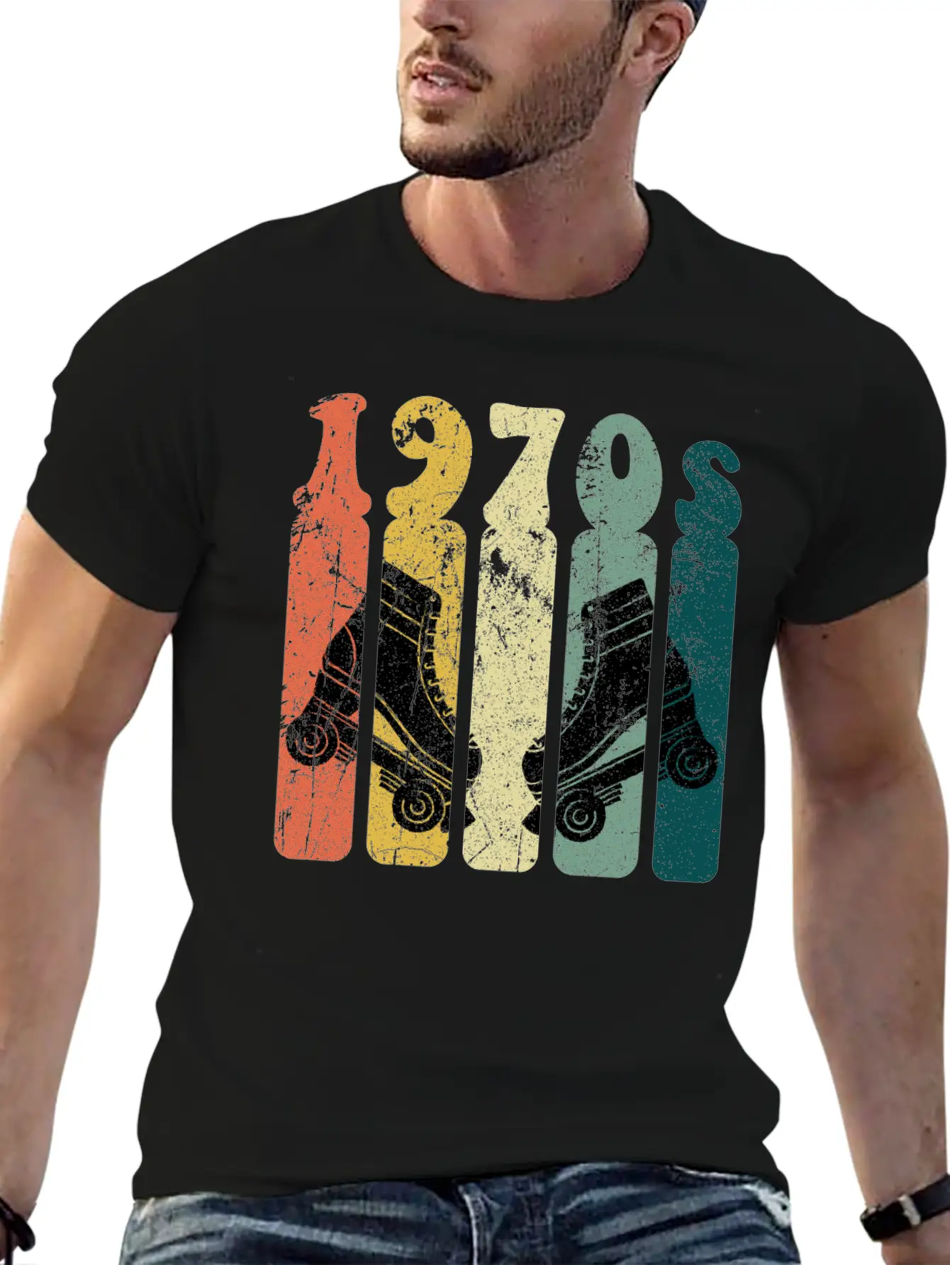 70s Roller Skates Disco Derby Retro Essential Cotton Tee For Daily Outfits – Unisex Style