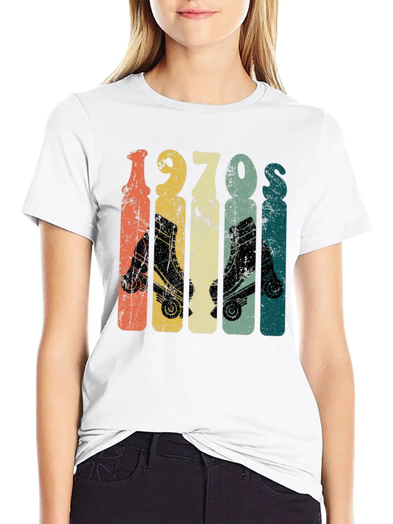 70s Roller Skates Disco Derby Retro Essential Cotton Tee For Daily Outfits – Unisex Style