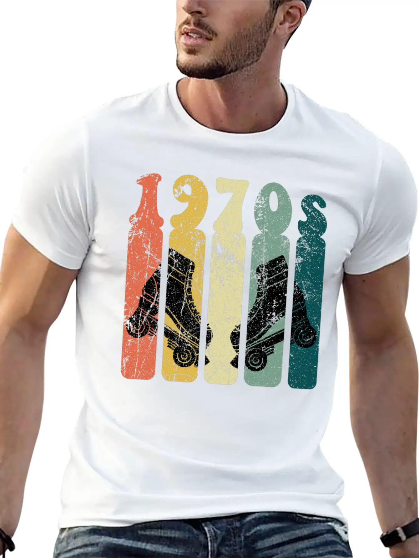 70s Roller Skates Disco Derby Retro Essential Cotton Tee For Daily Outfits – Unisex Style