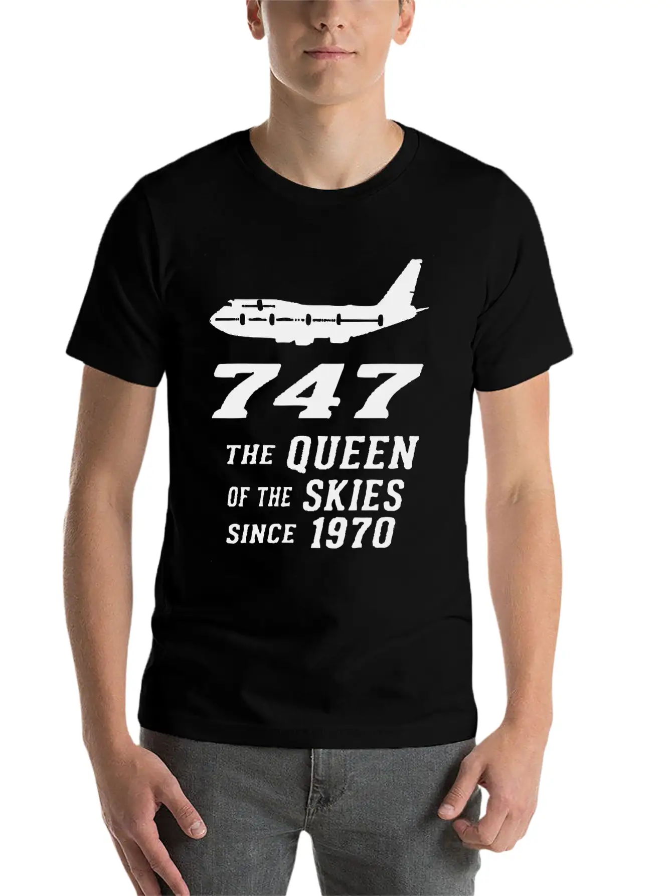 747 QUEEN OF THE SKY Basic Graphic T-Shirt – Daily Comfort In Soft Cotton