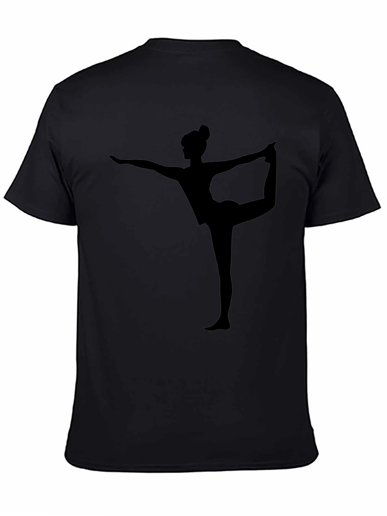 Yoga Pose Graphic Tee - Black Cotton Casual Shirt