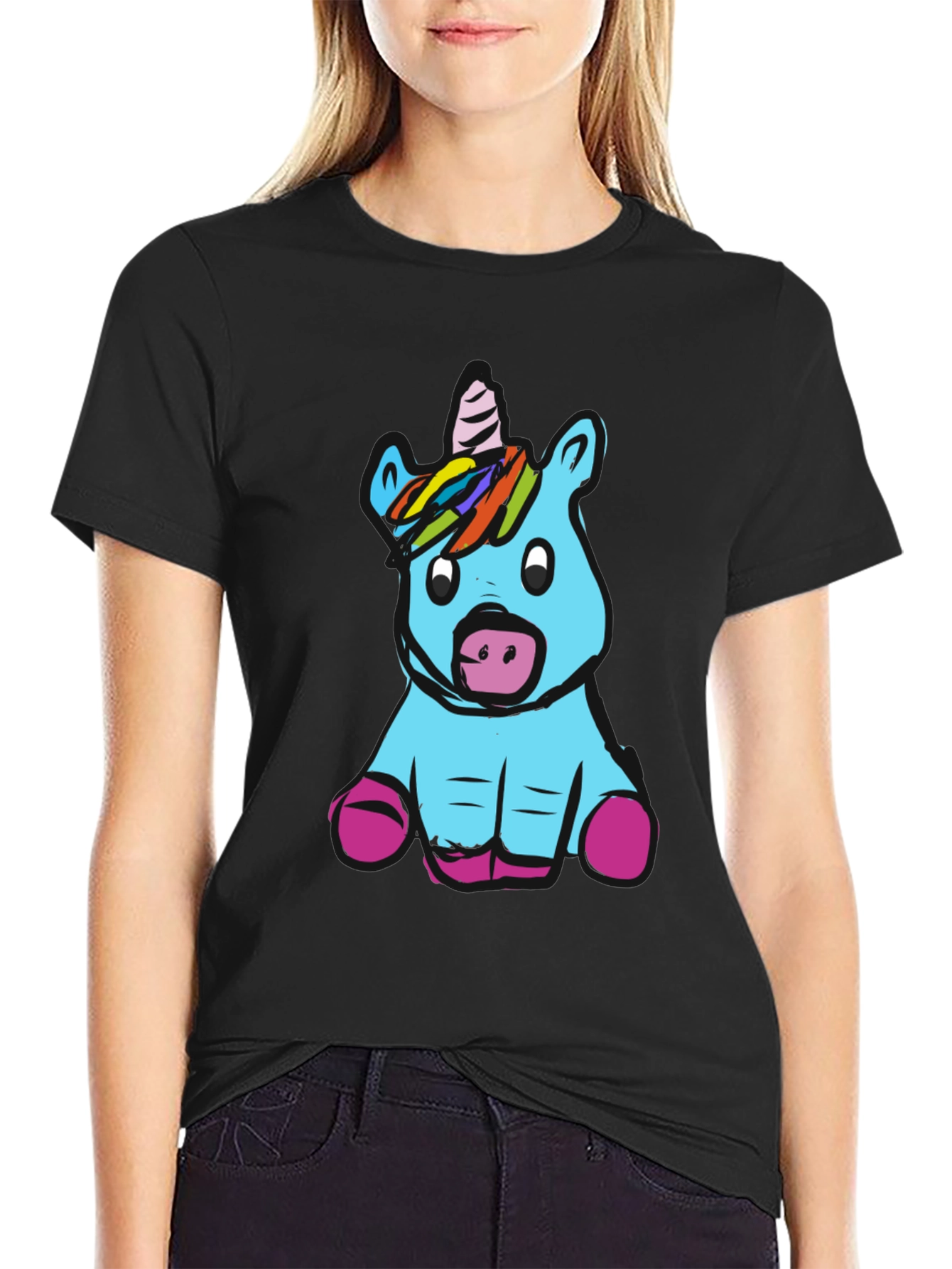 Unicorn Graphic Black T-Shirt