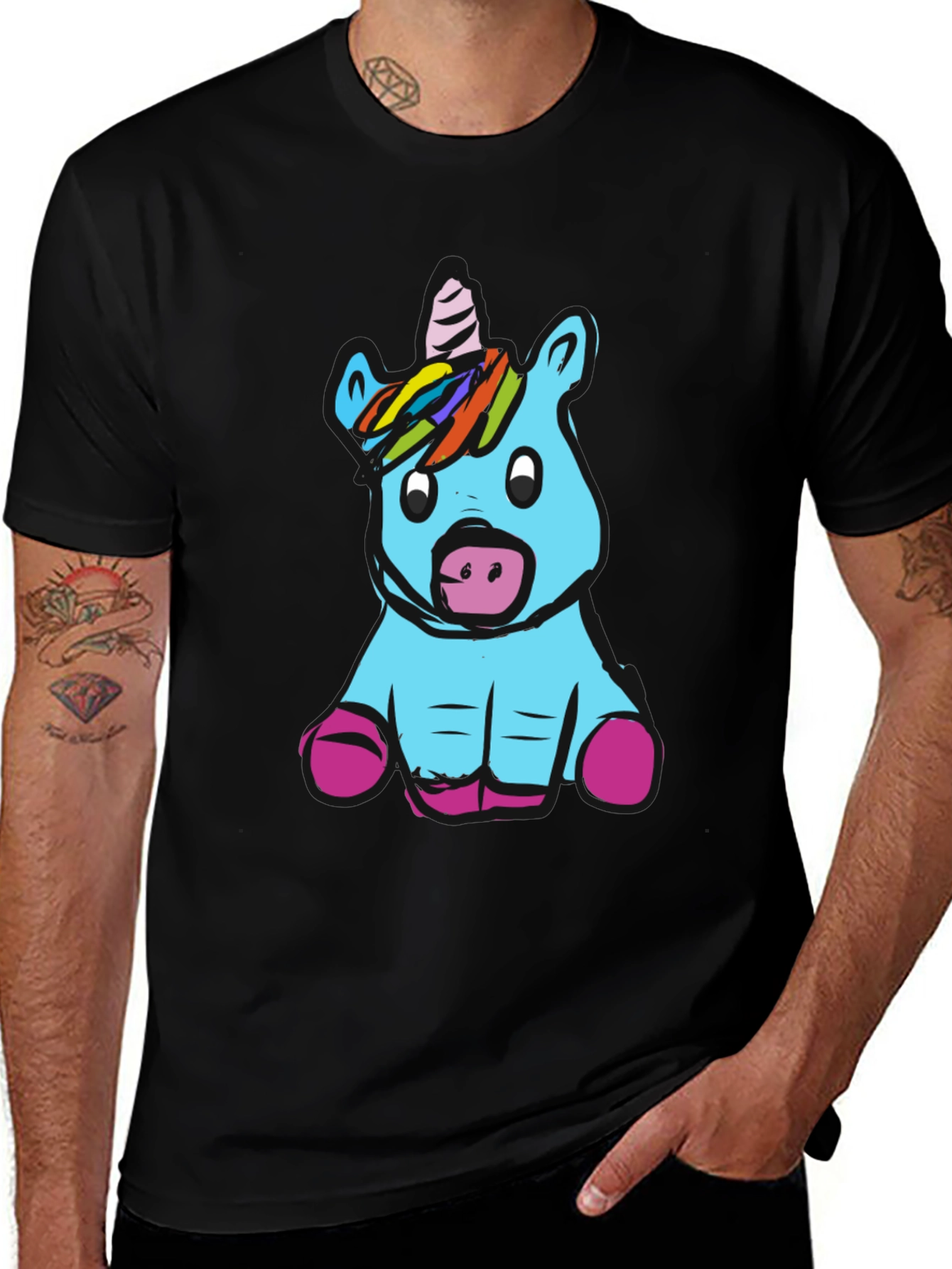 Unicorn Graphic Black T-Shirt