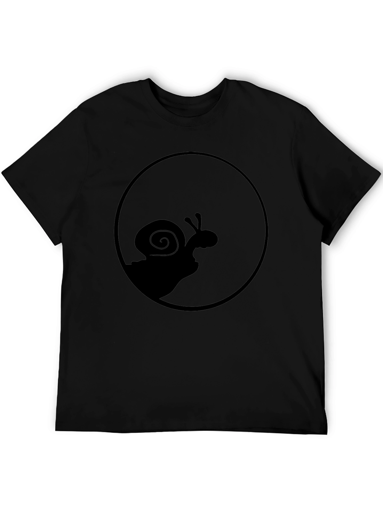 Snail Silhouette Graphic Tee - Black Cotton Casual Top