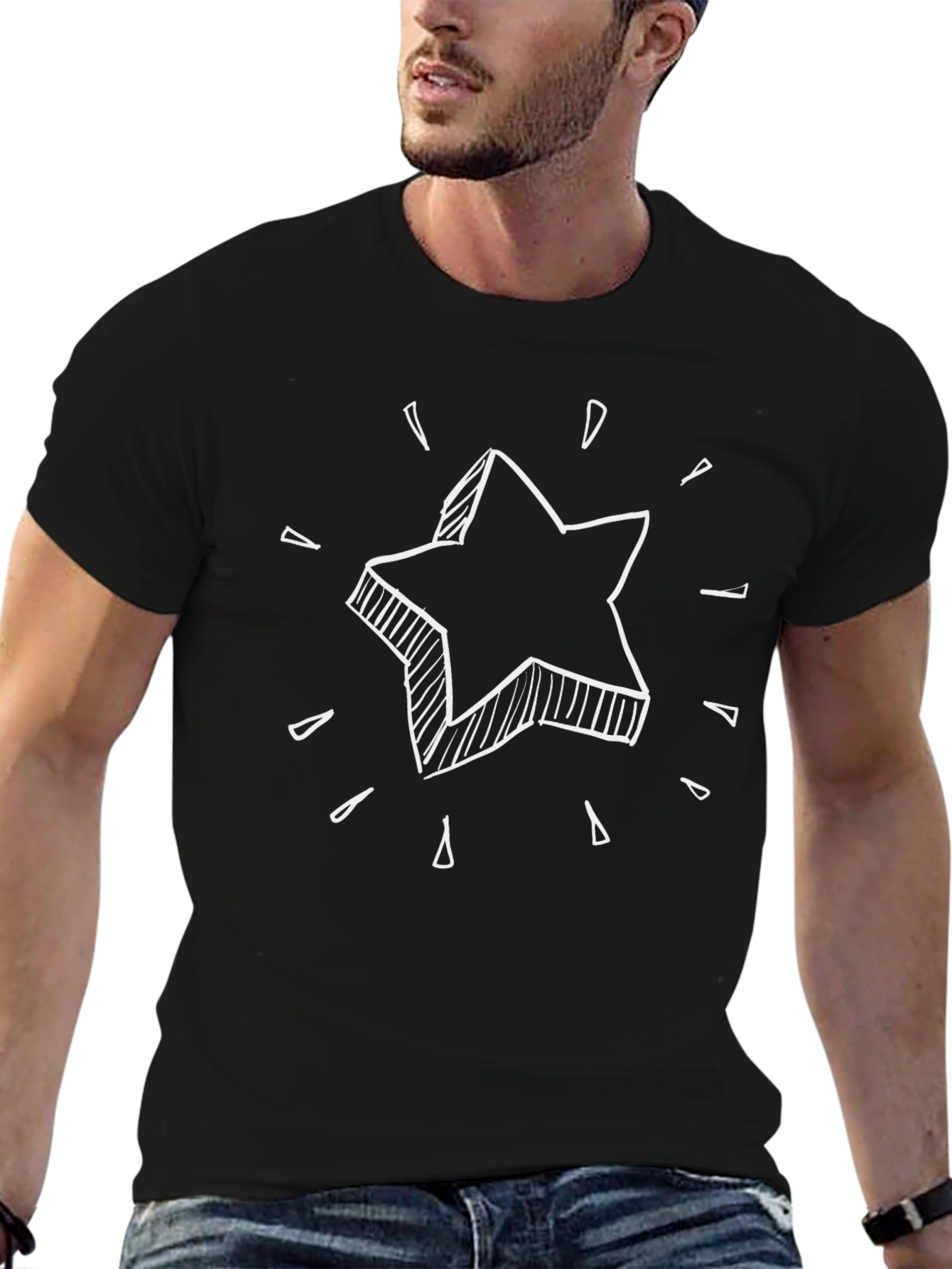 Star Graphic Tee - Black Cotton Comfort