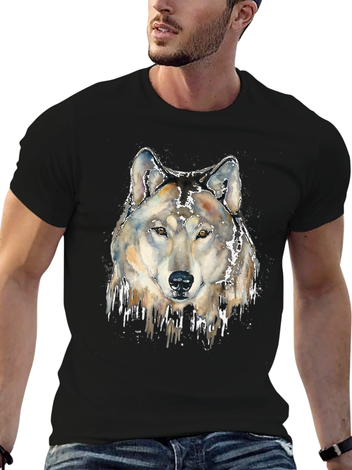 Wolf Head Graphic Print Tee