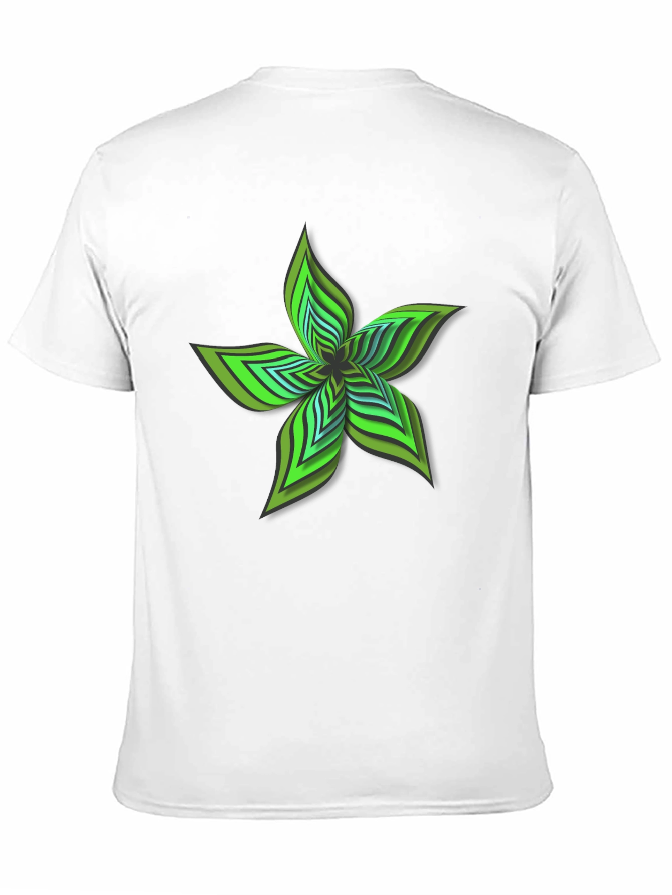 Abstract Green Flower Graphic Black T-Shirt