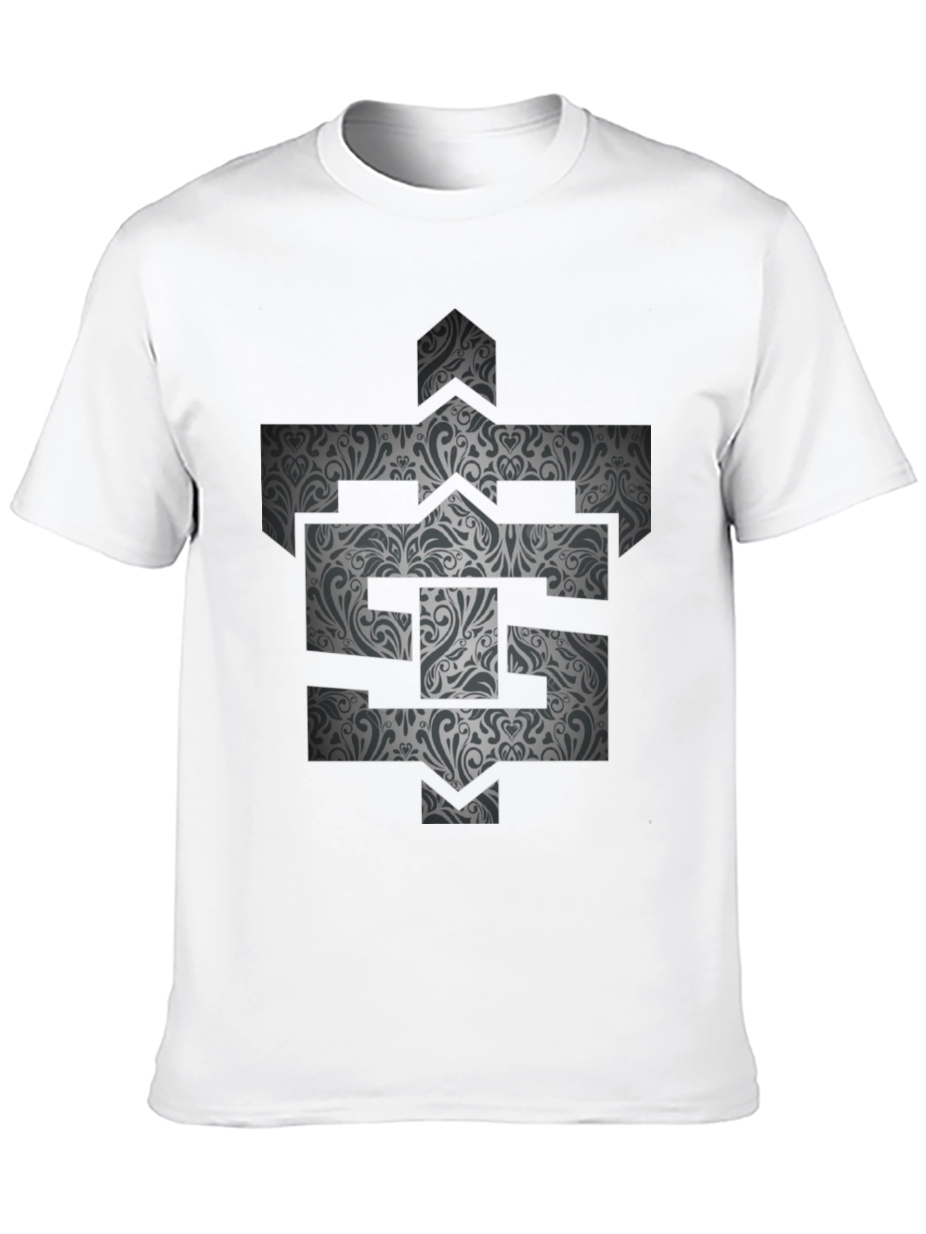 Patterned Initial Graphic Tee - Black