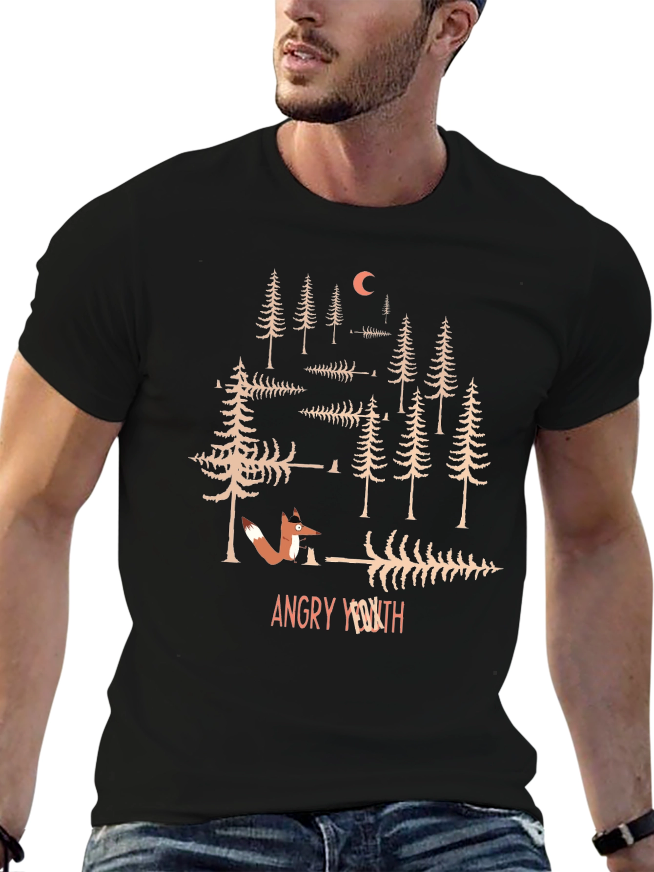 Angry Youth Forest Fox Graphic Tee