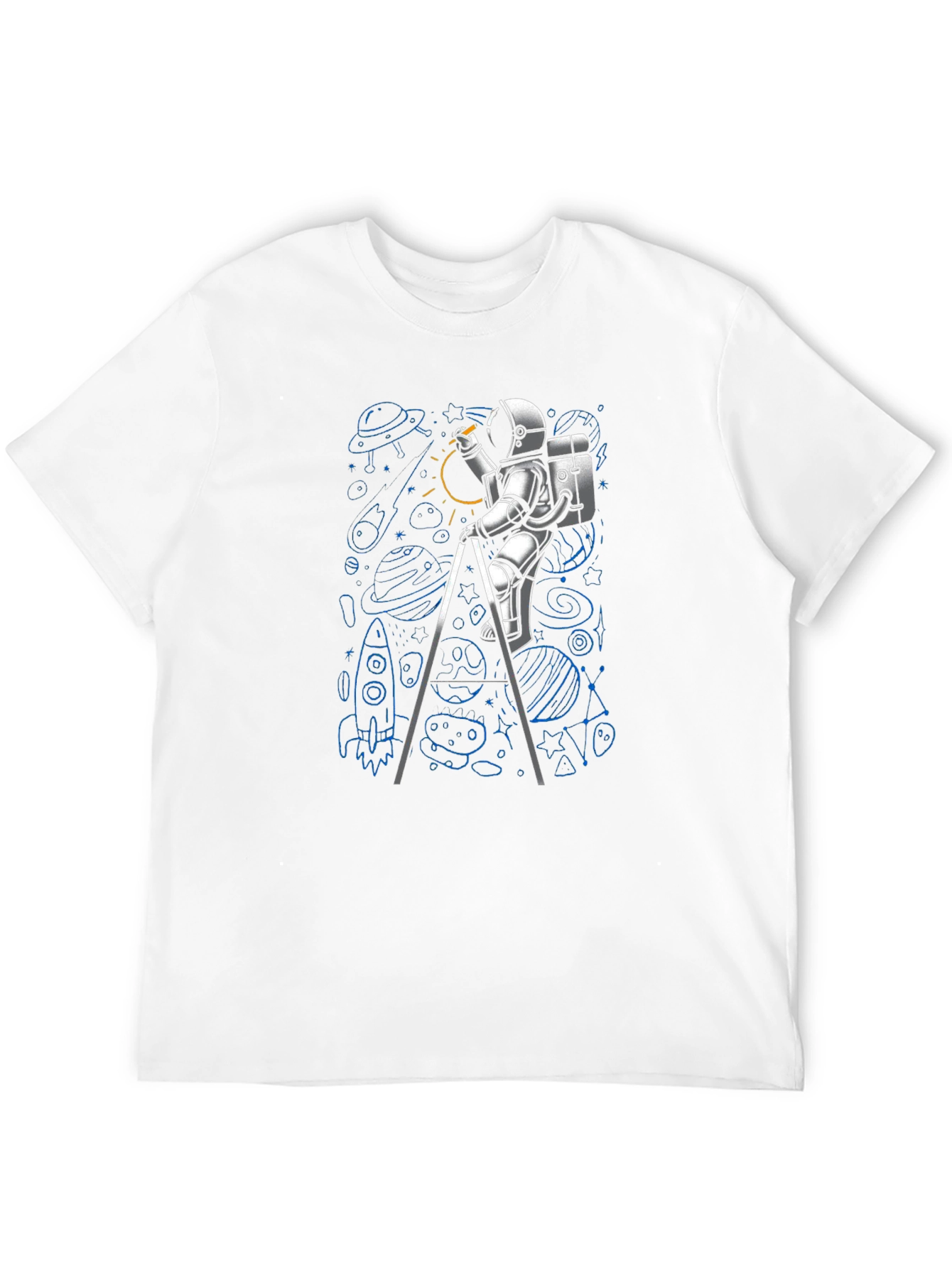 Astronaut Drawing Space T-Shirt - Black