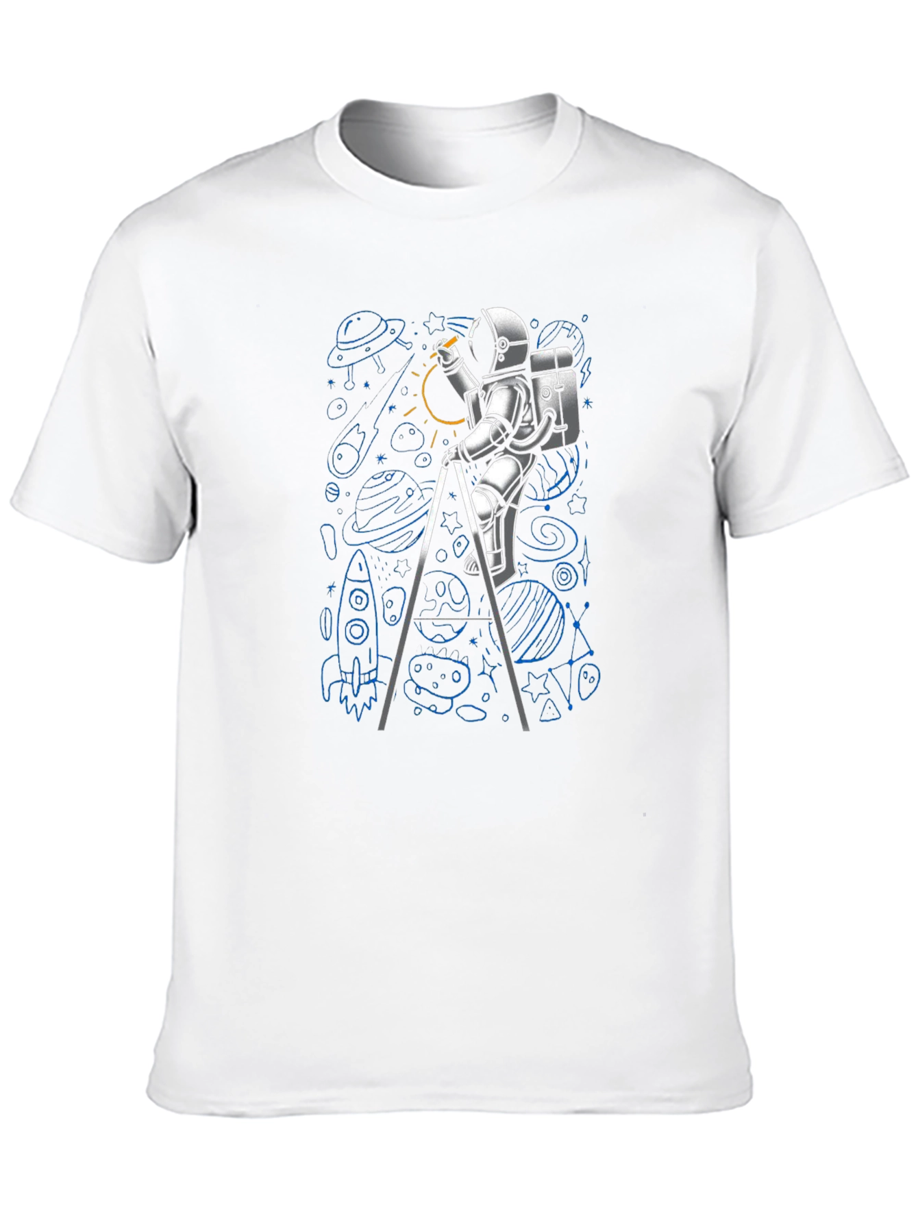 Astronaut Drawing Space T-Shirt - Black