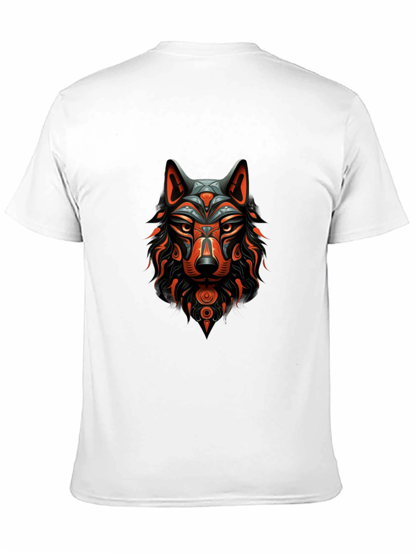 Tribal Wolf Graphic Black T-Shirt