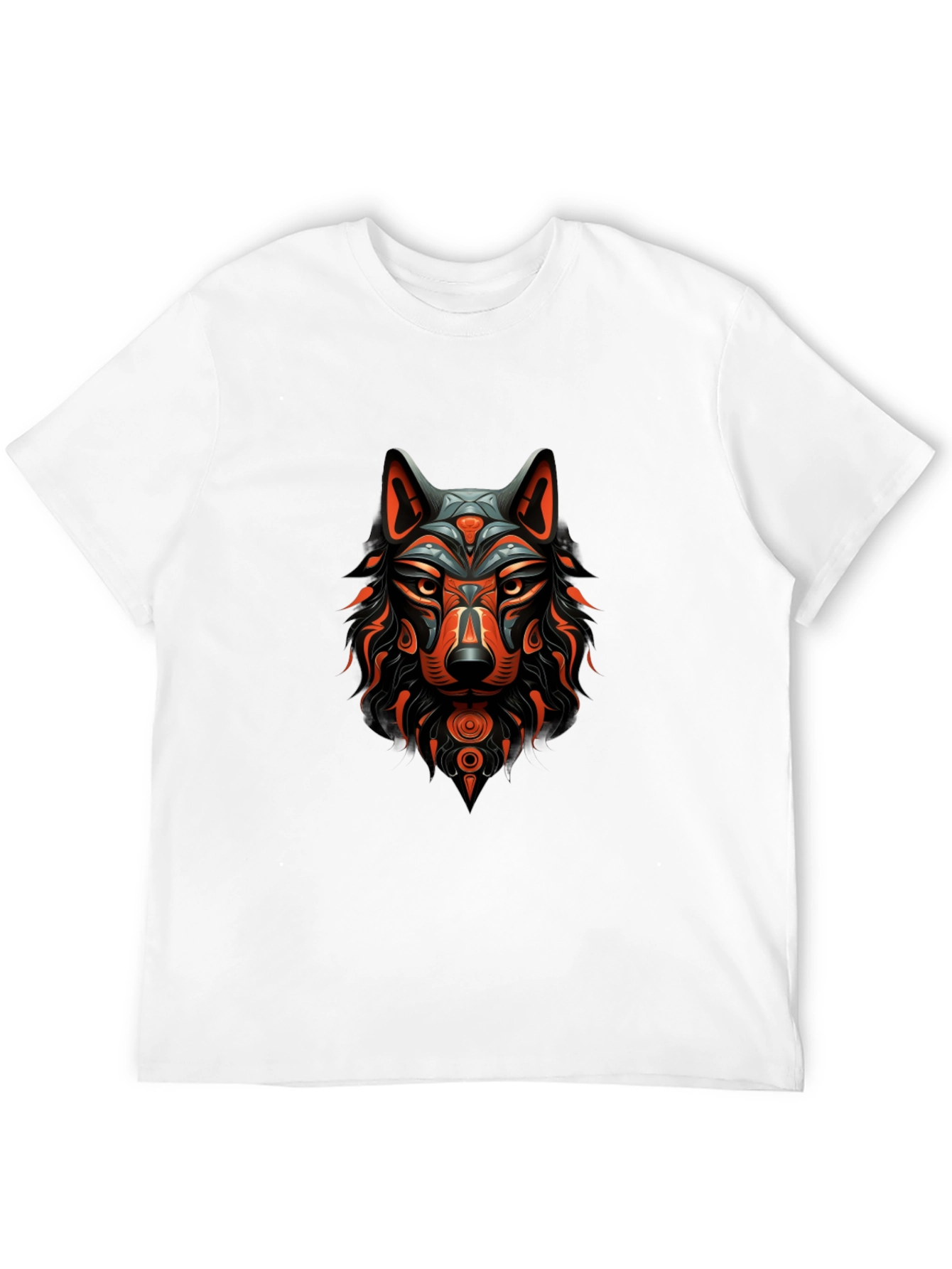 Tribal Wolf Graphic Black T-Shirt