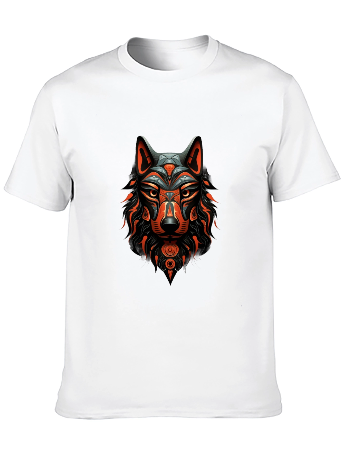 Tribal Wolf Graphic Black T-Shirt