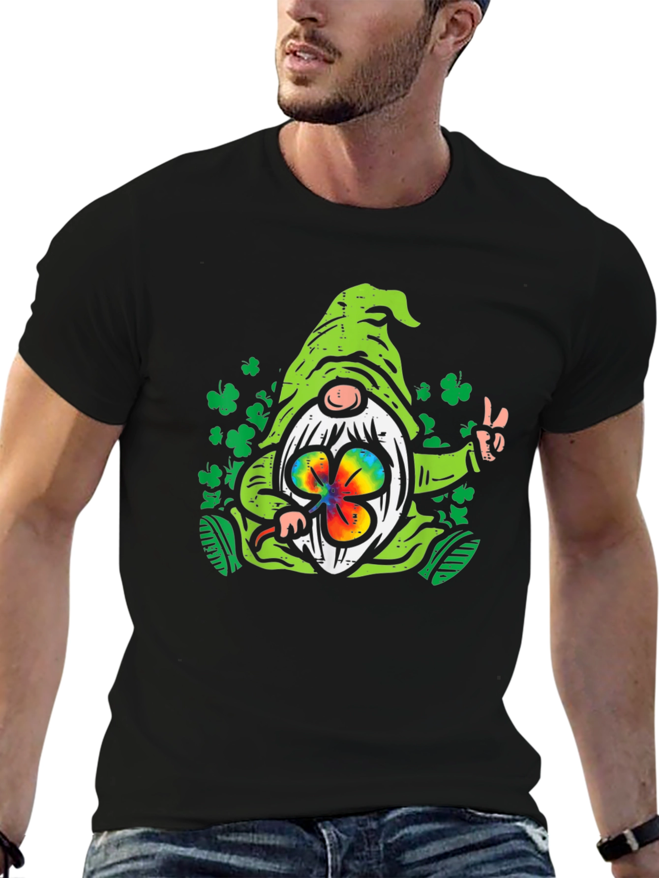St. Patricks Day Gnome Black T-Shirt