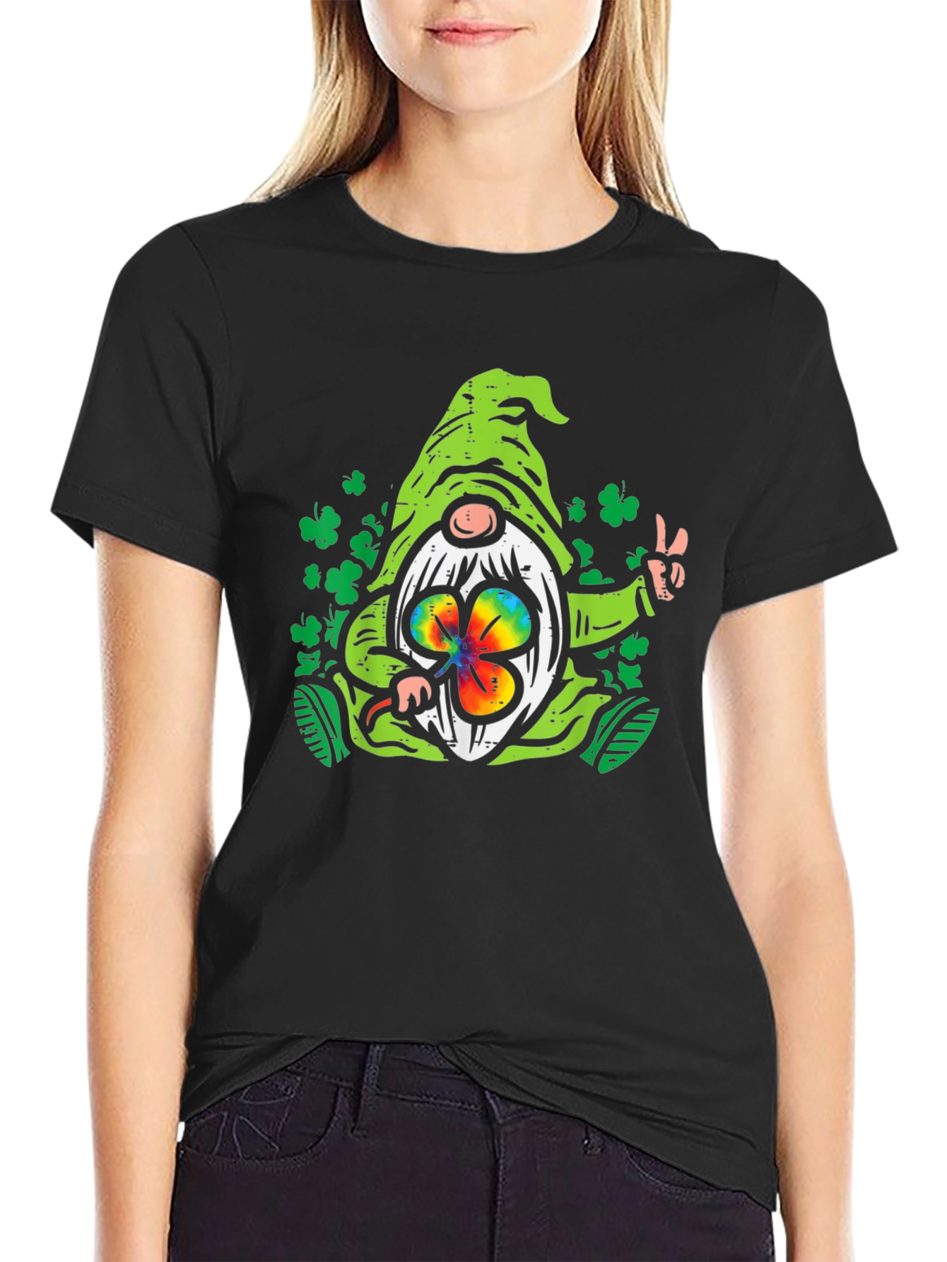 St. Patricks Day Gnome Black T-Shirt