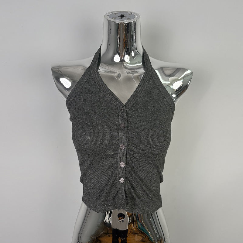 Short Halter Neck Strapless Crop Top for Women