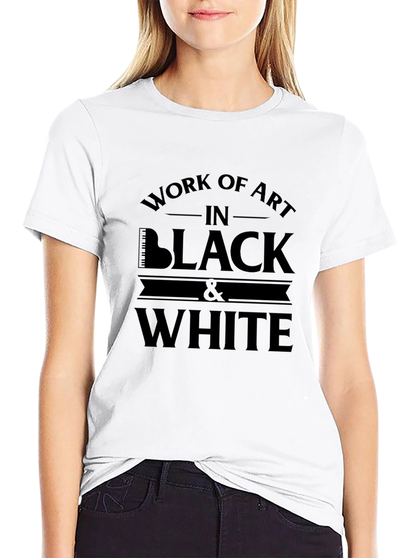 Work of Art Black and White T-Shirt