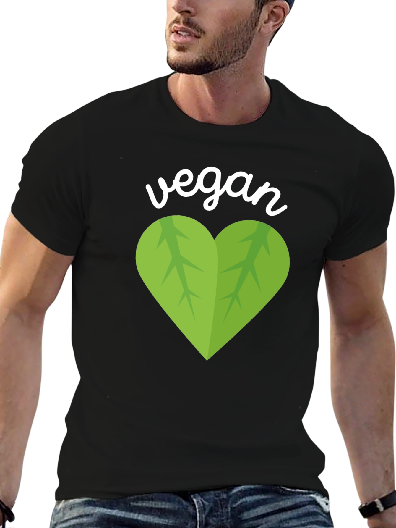 Vegan Heart Graphic T-Shirt - Black