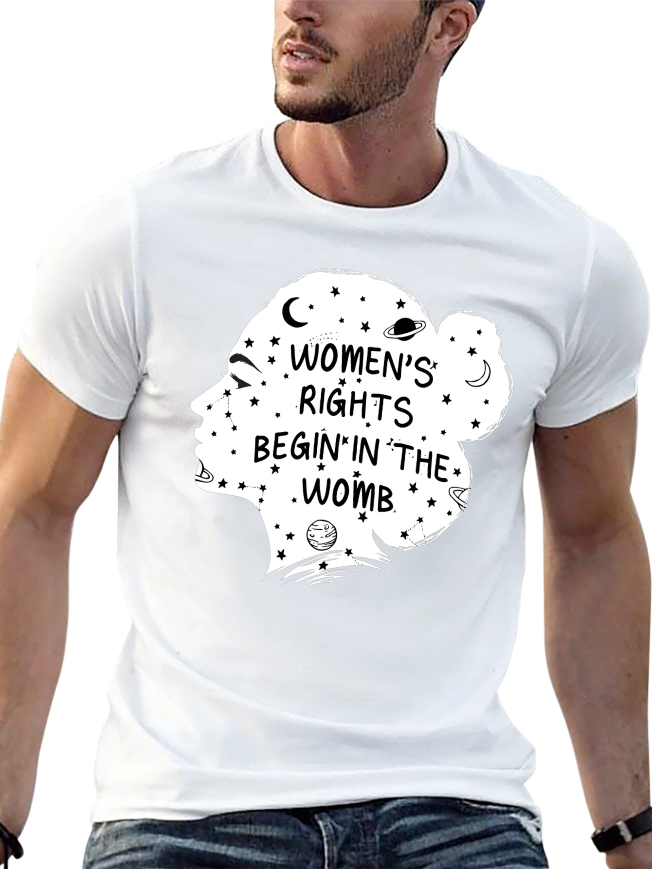 Womens Rights Begin in The Womb Black Graphic T-Shirt